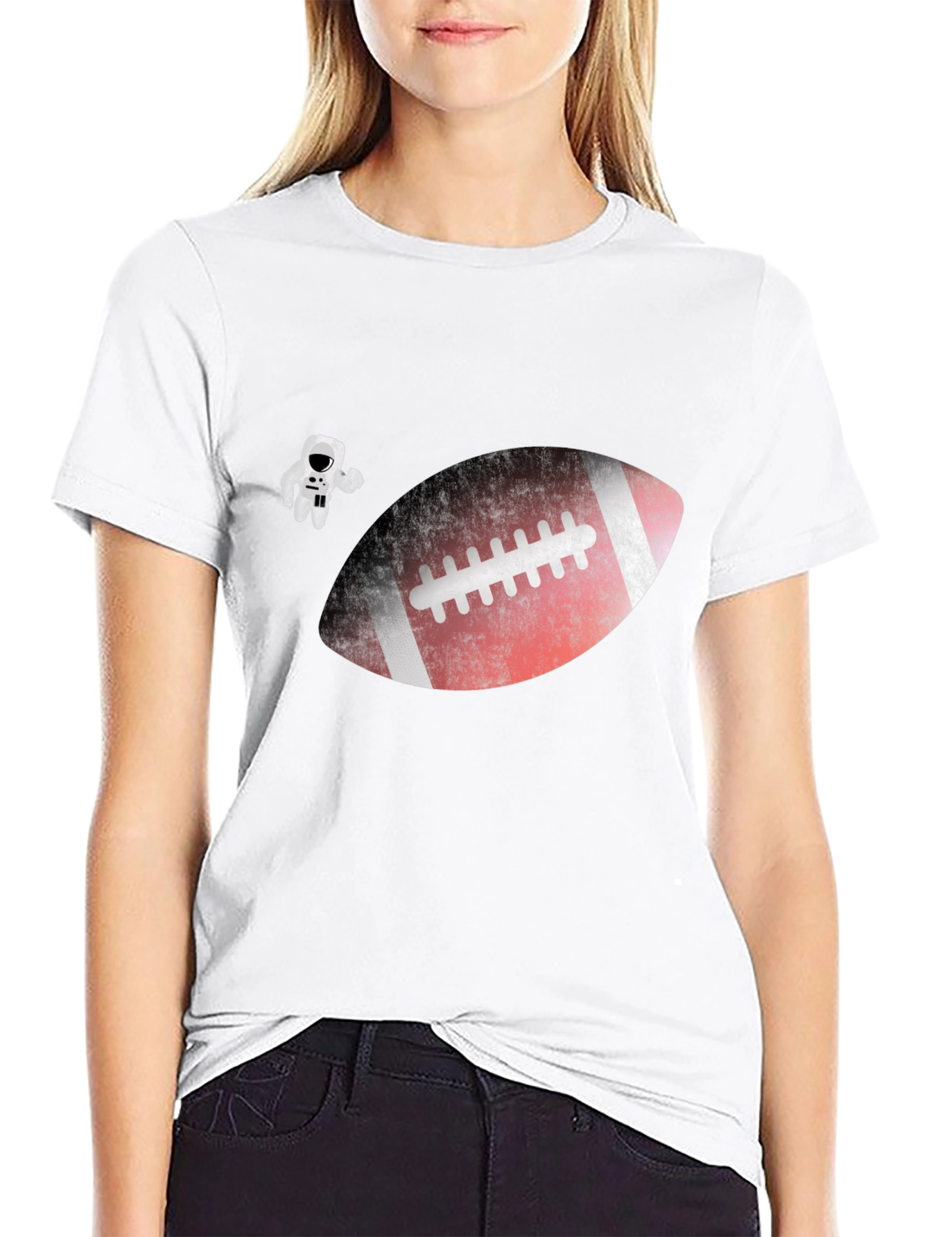 Football in Space T-Shirt - Astronaut Graphic Tee