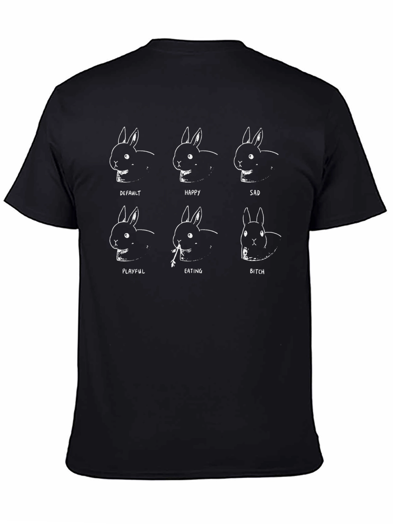 Bunny Moods Graphic Tee - Black Cotton T-Shirt