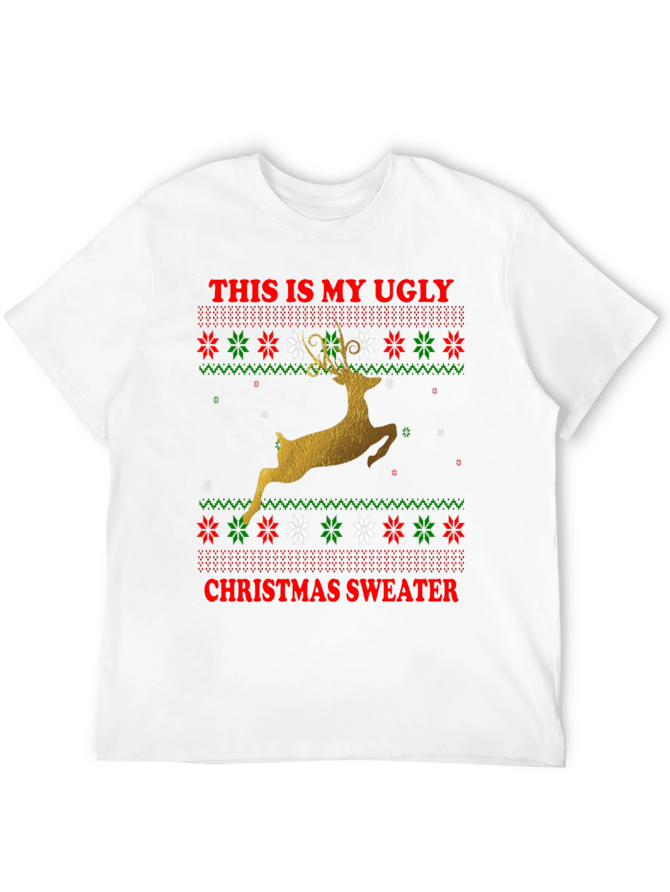 Ugly Christmas Sweater Deer Graphic Tee