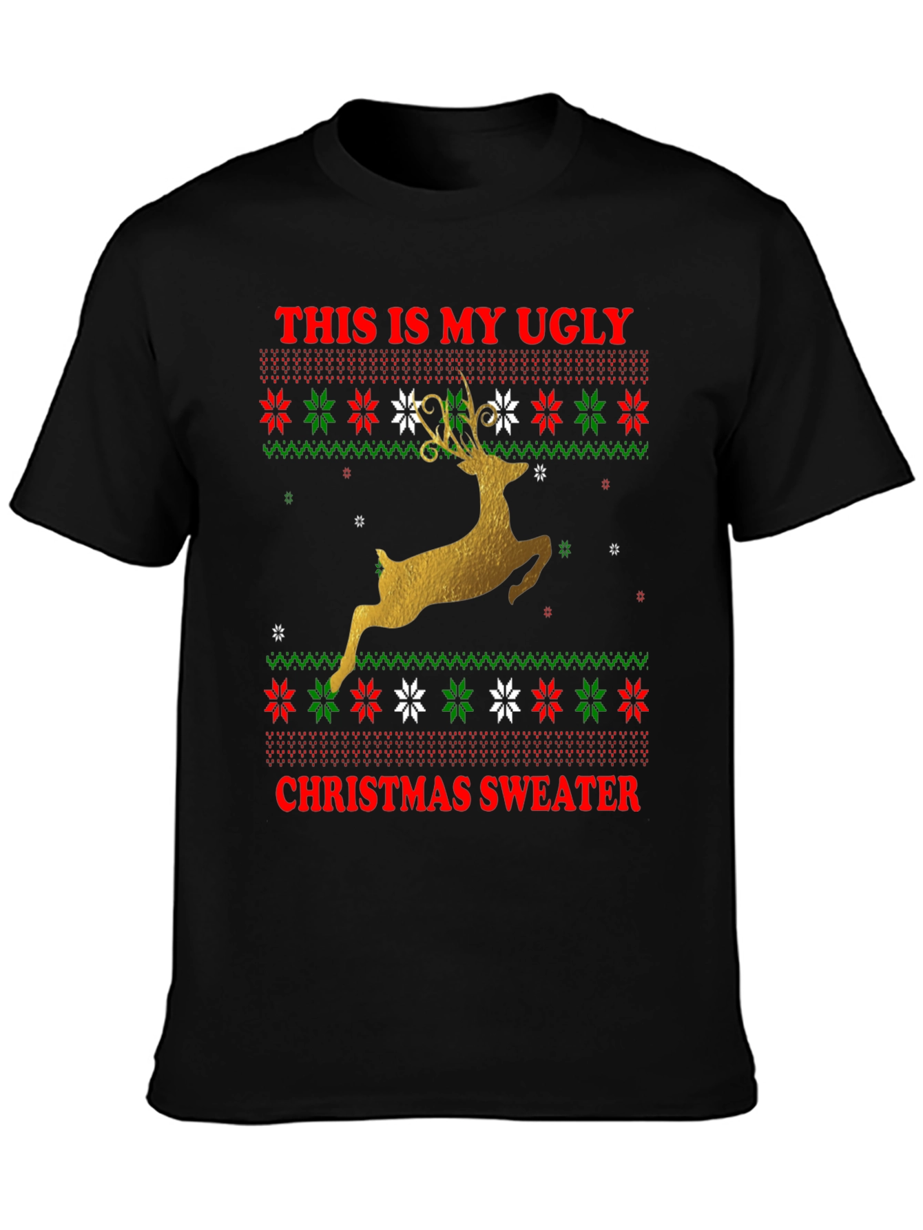 Ugly Christmas Sweater Deer Graphic Tee