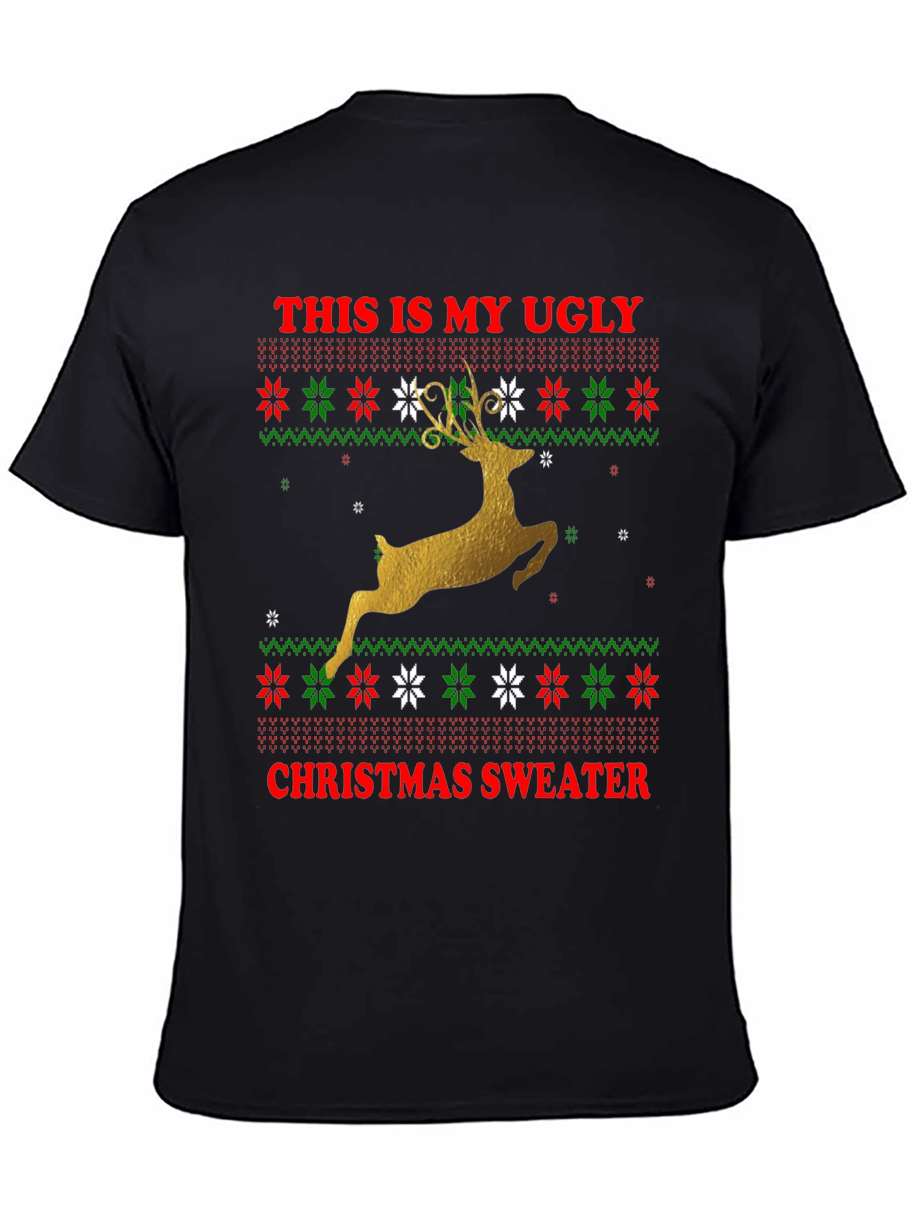 Ugly Christmas Sweater Deer Graphic Tee
