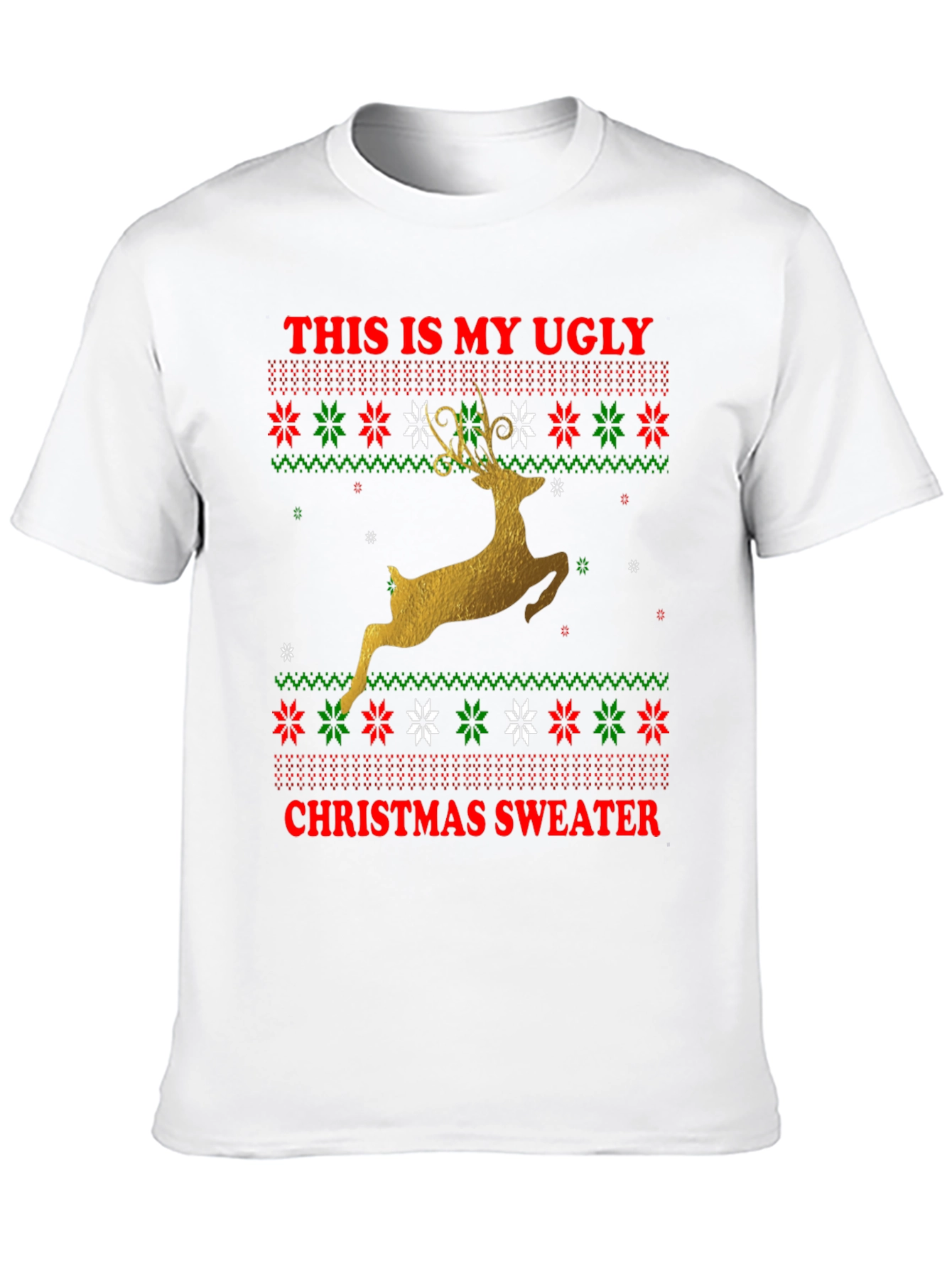 Ugly Christmas Sweater Deer Graphic Tee
