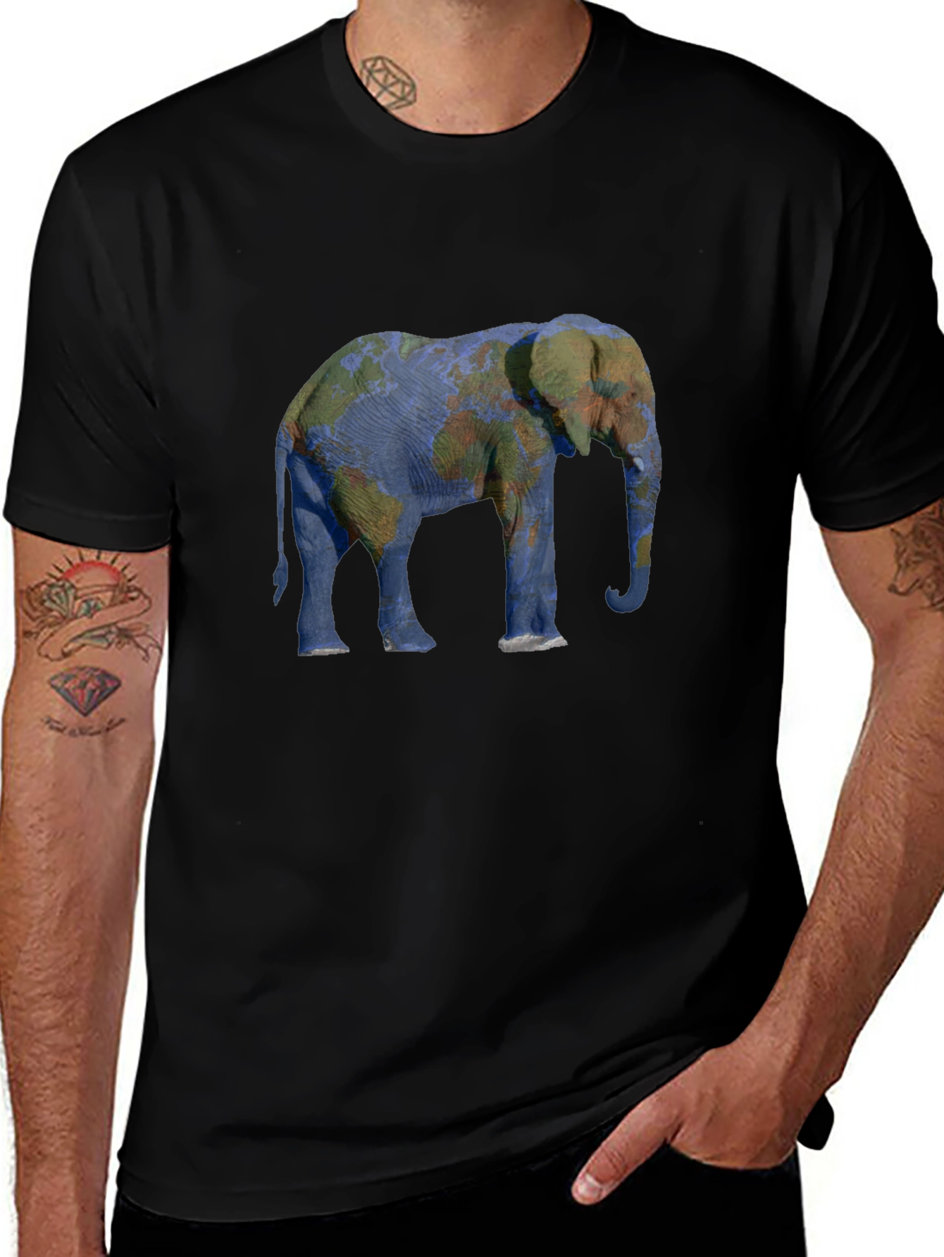 Elephant World Map Graphic Tee