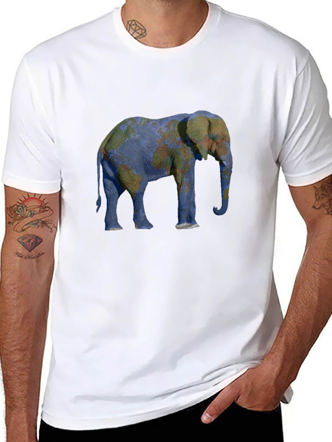 Elephant World Map Graphic Tee