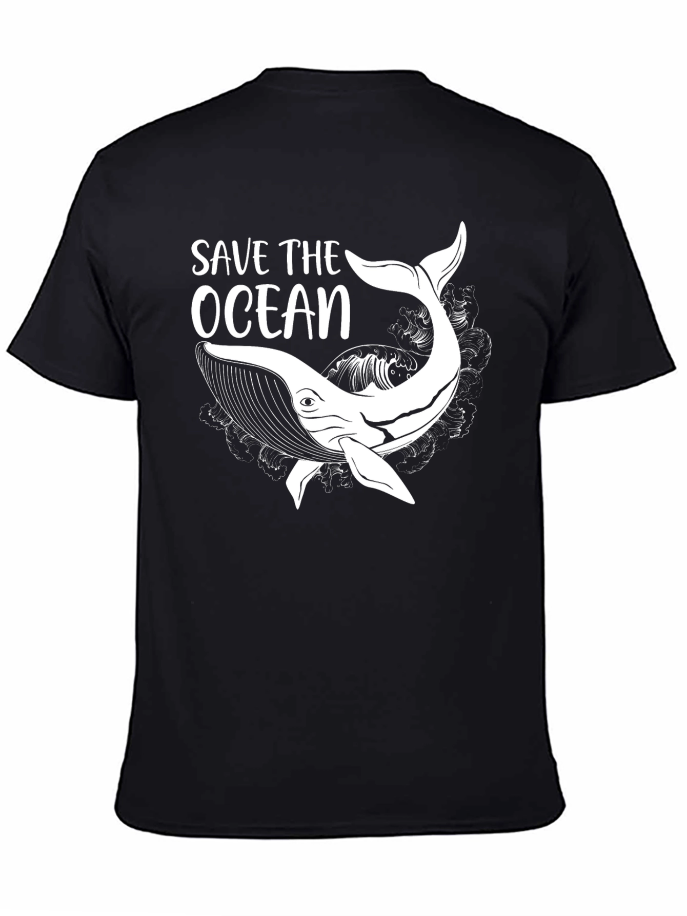 Save the Ocean Whale Graphic T-Shirt - Black