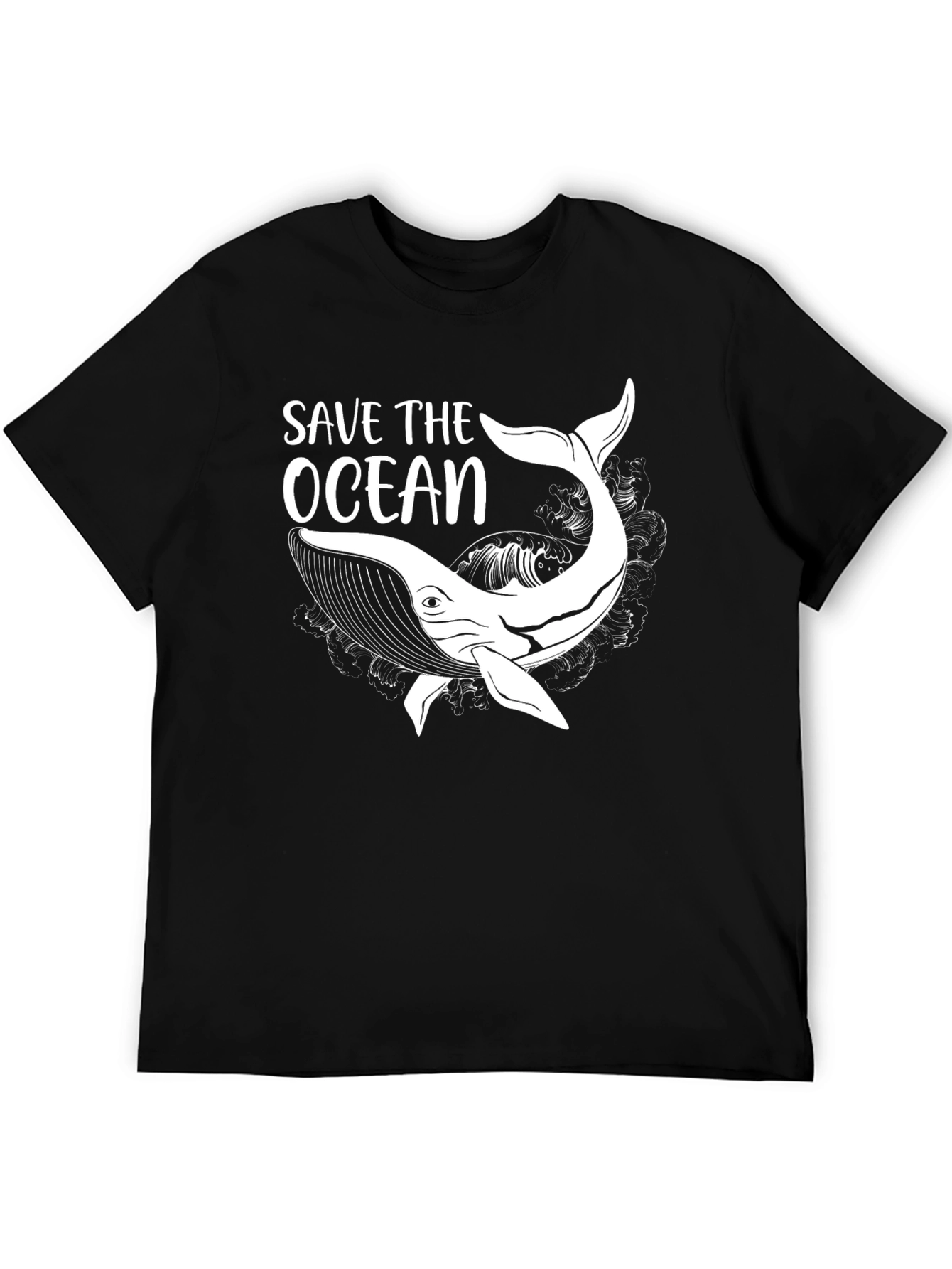 Save the Ocean Whale Graphic T-Shirt - Black