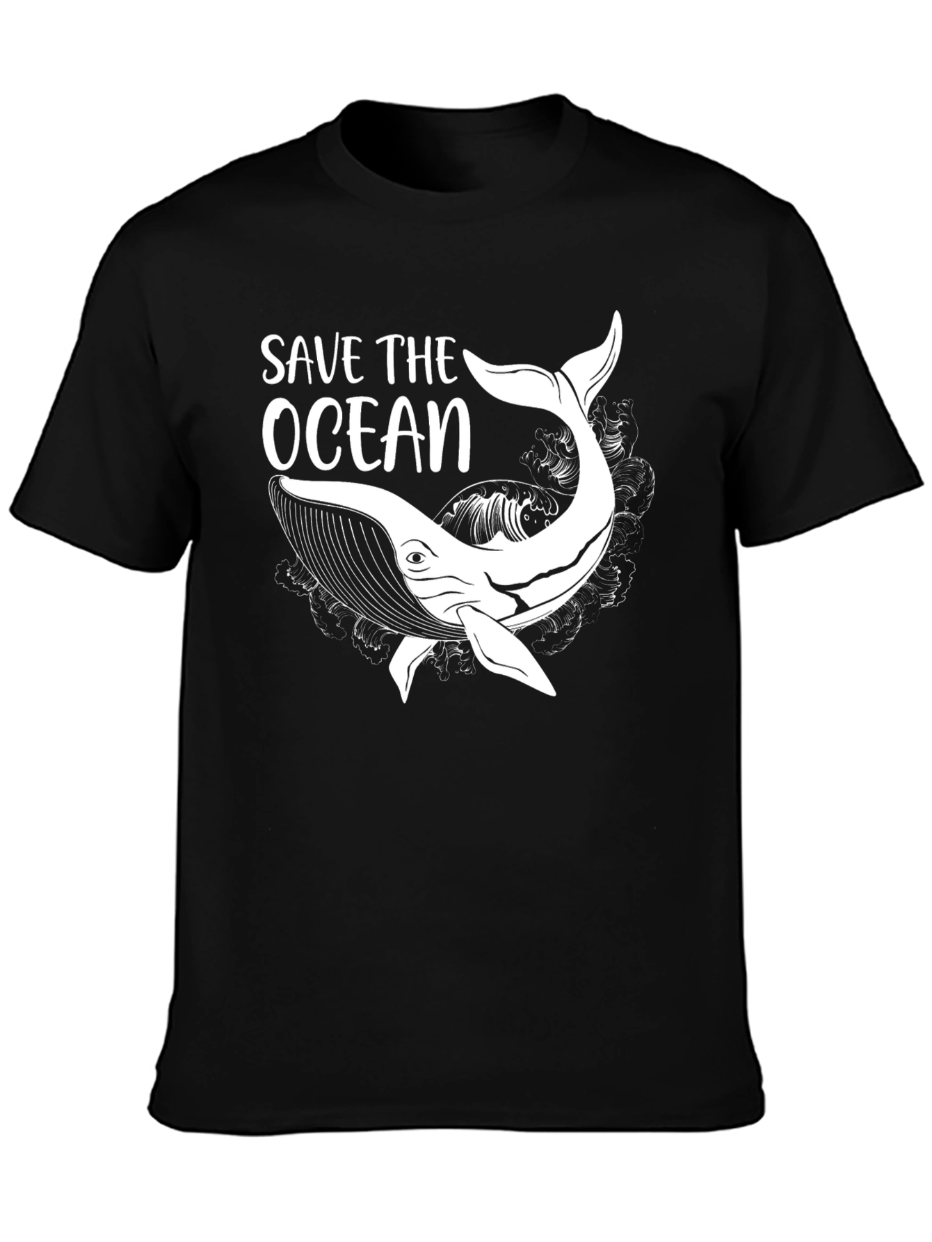 Save the Ocean Whale Graphic T-Shirt - Black