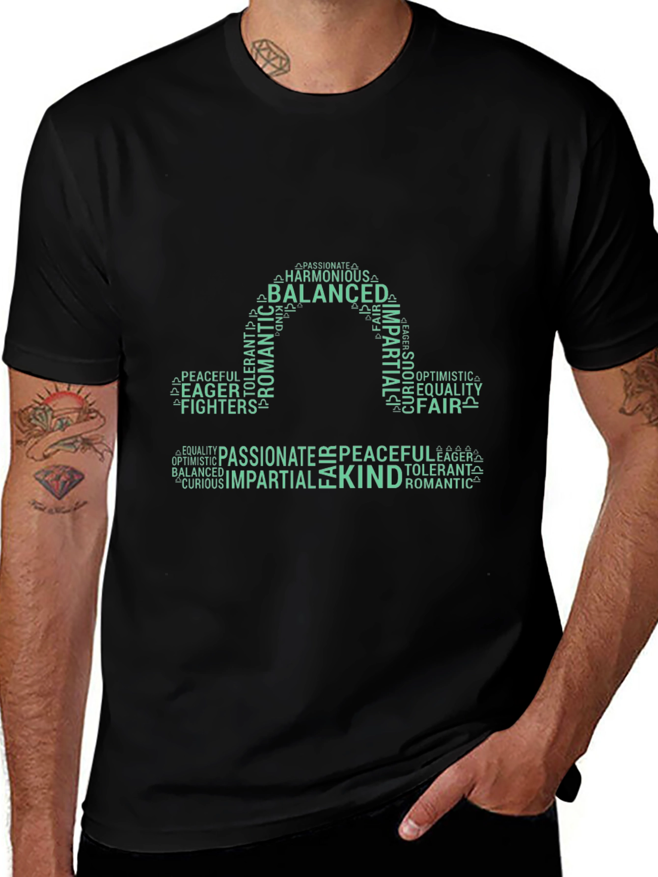 Balanced Libra Word Art Tee - Black
