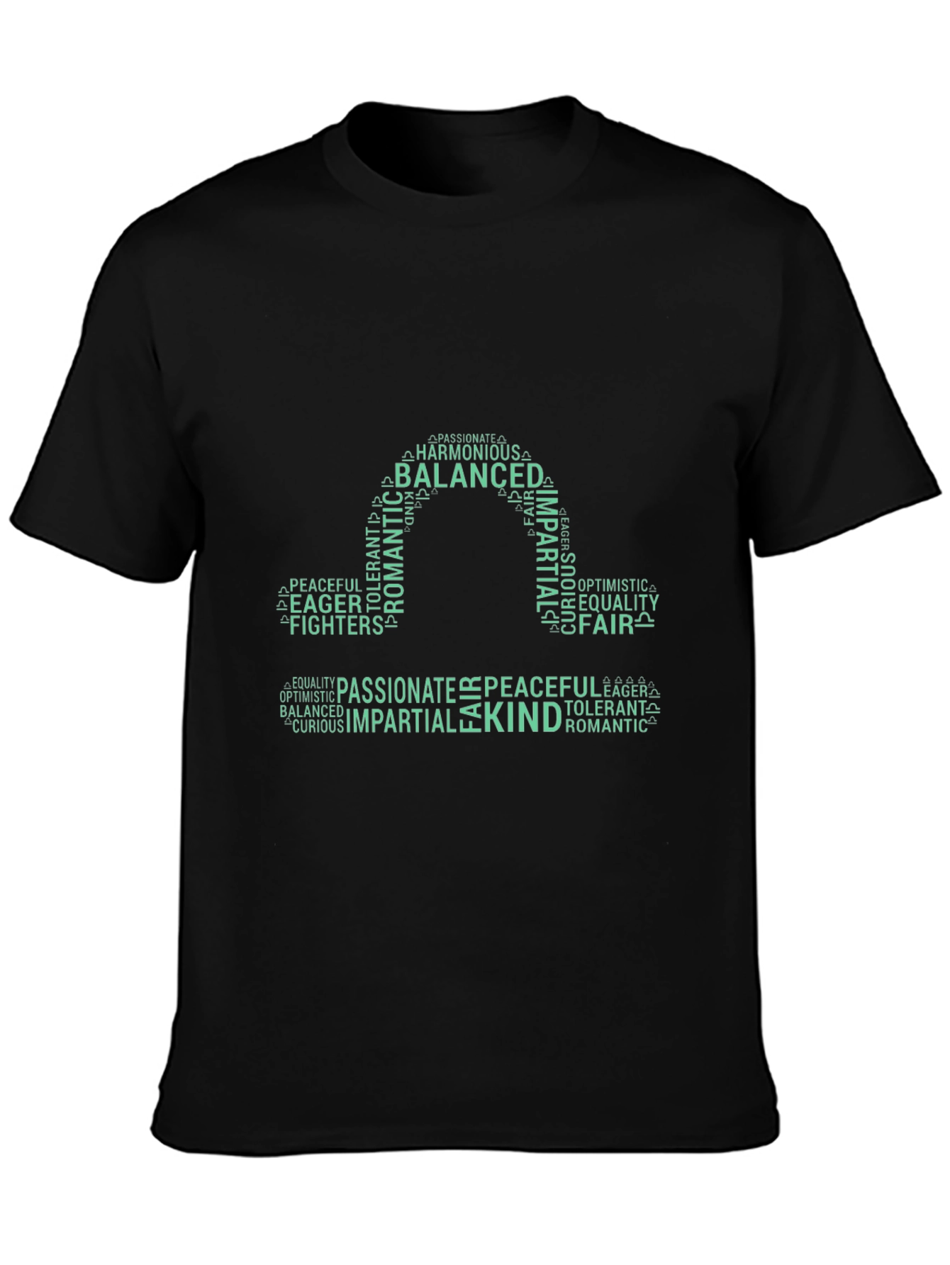 Balanced Libra Word Art Tee - Black