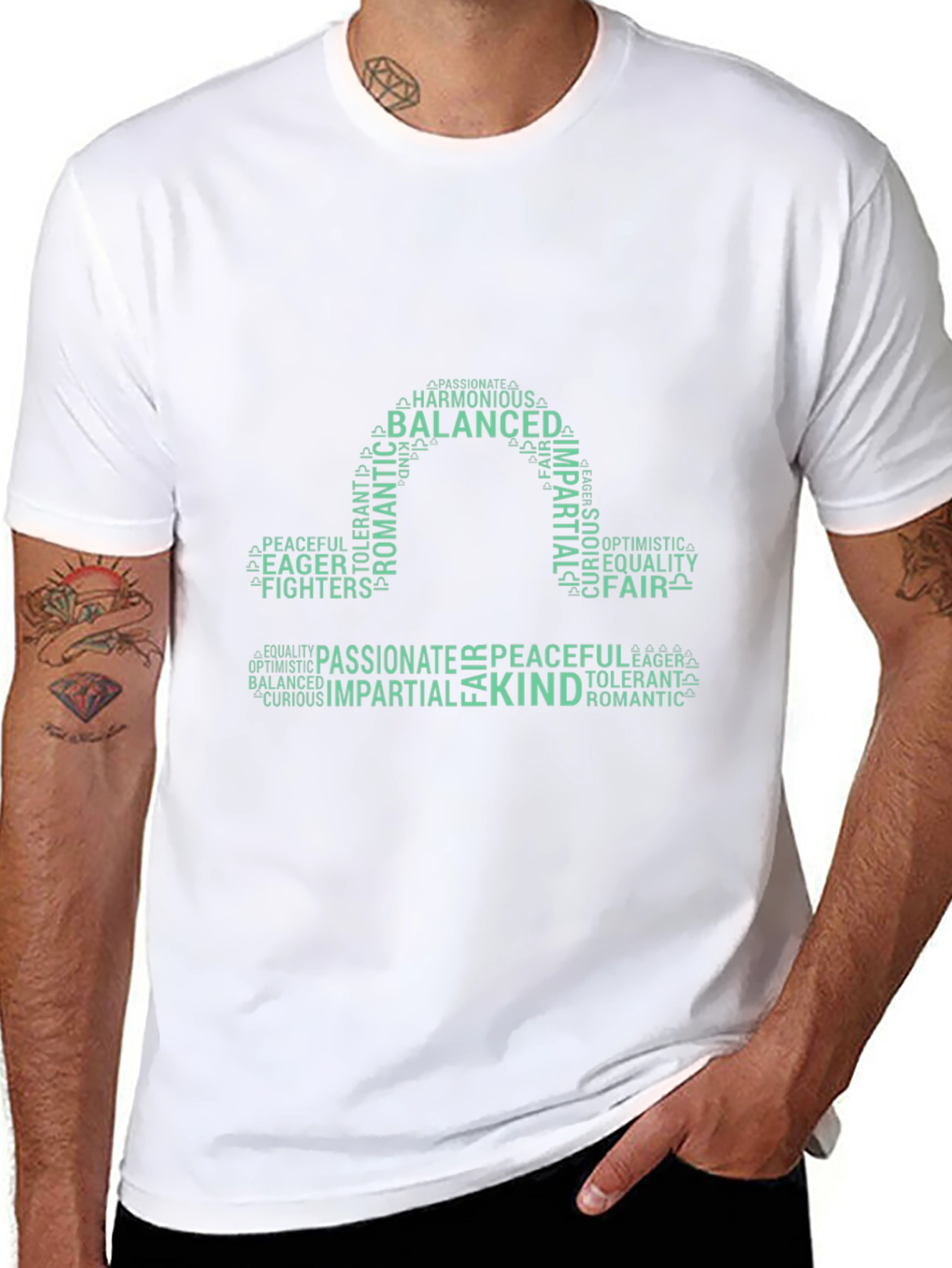 Balanced Libra Word Art Tee - Black