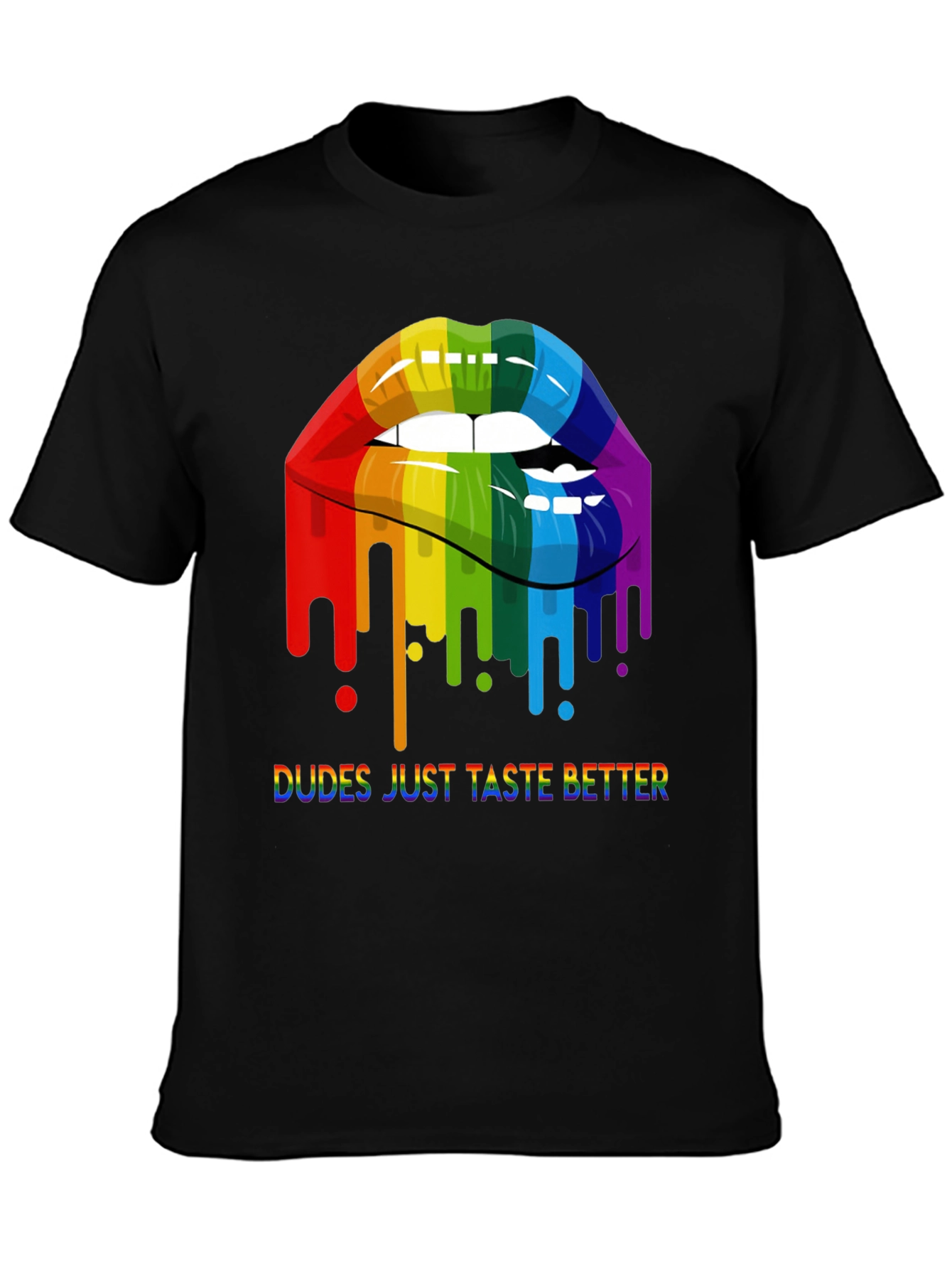 Rainbow Lips Dudes Just Taste Better Graphic Tee