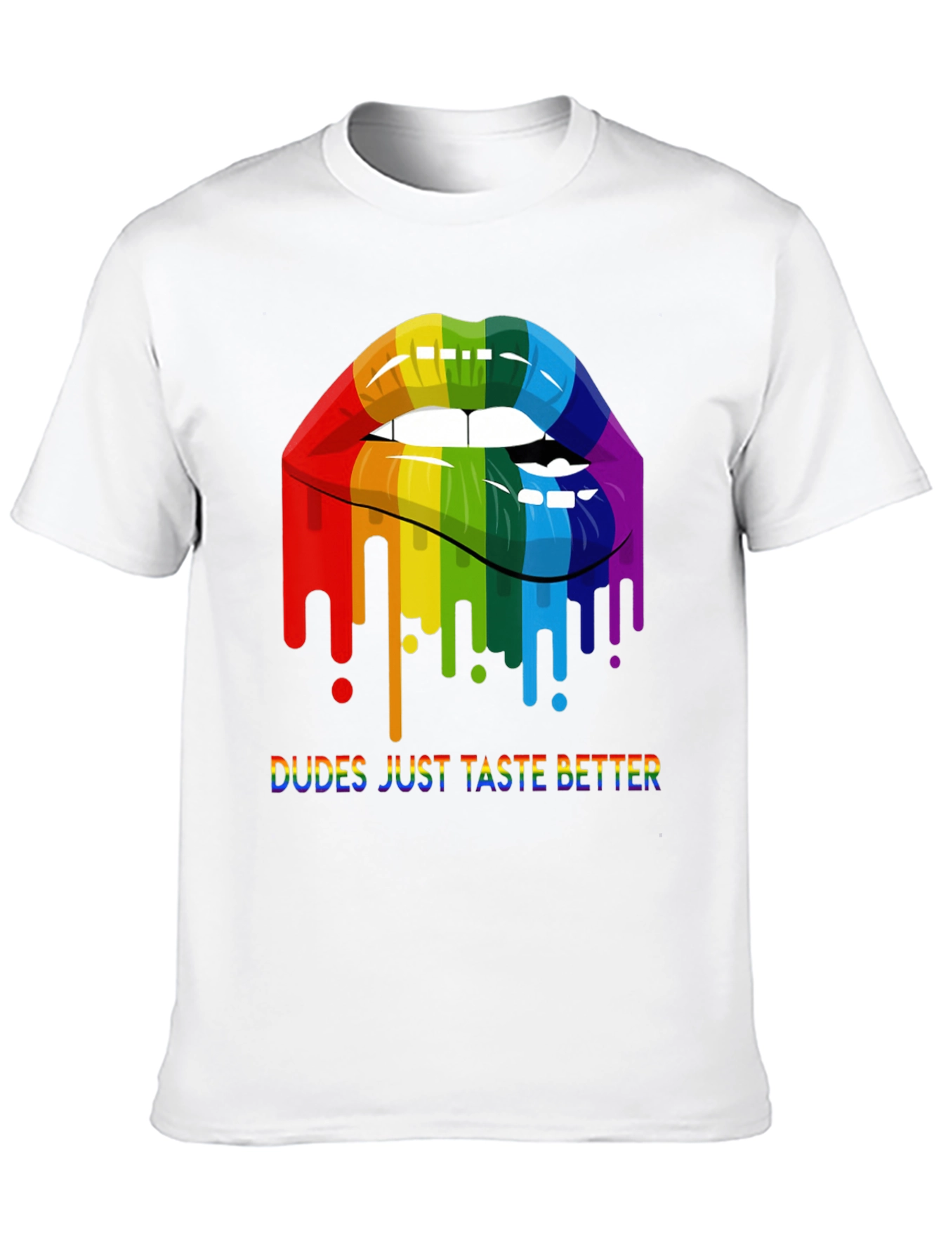 Rainbow Lips Dudes Just Taste Better Graphic Tee