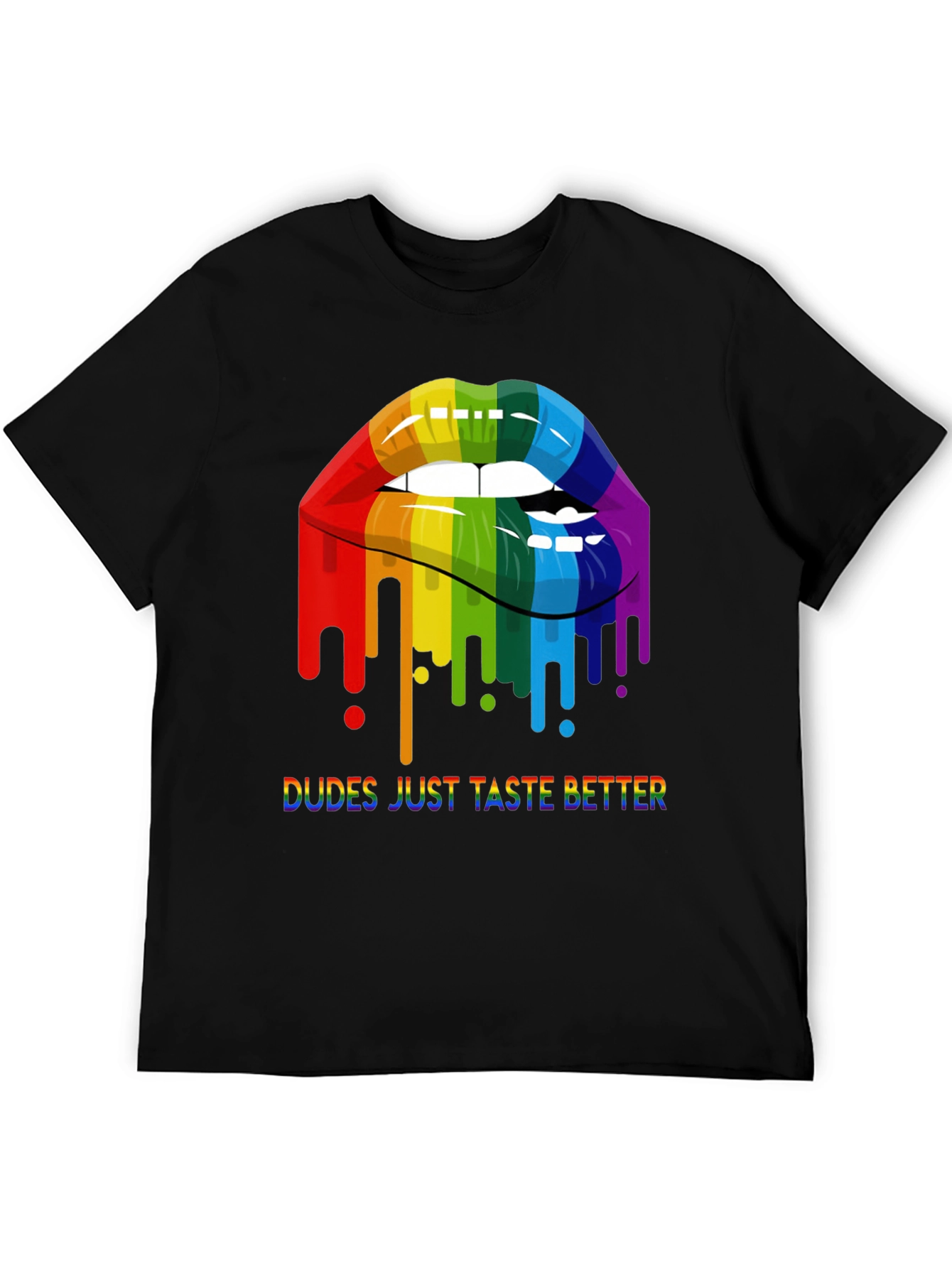 Rainbow Lips Dudes Just Taste Better Graphic Tee