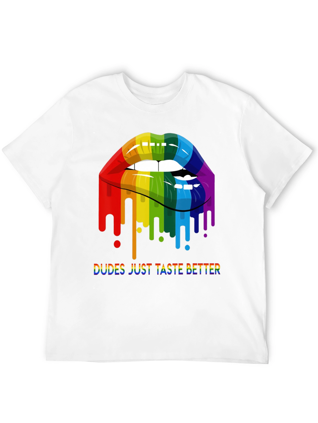 Rainbow Lips Dudes Just Taste Better Graphic Tee