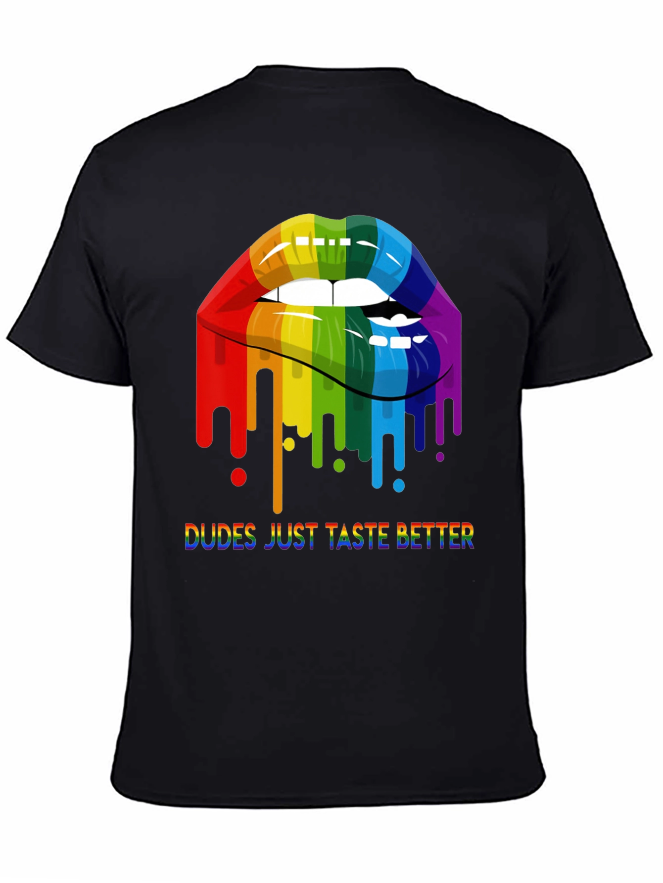 Rainbow Lips Dudes Just Taste Better Graphic Tee