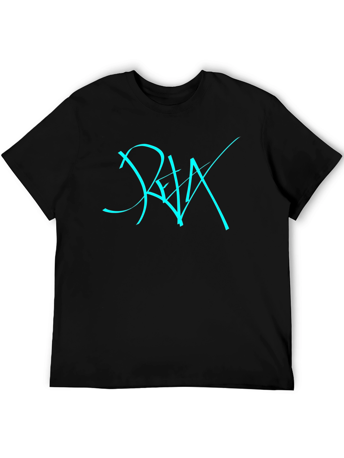 Cool Black T-Shirt with Cyan Graphic Design