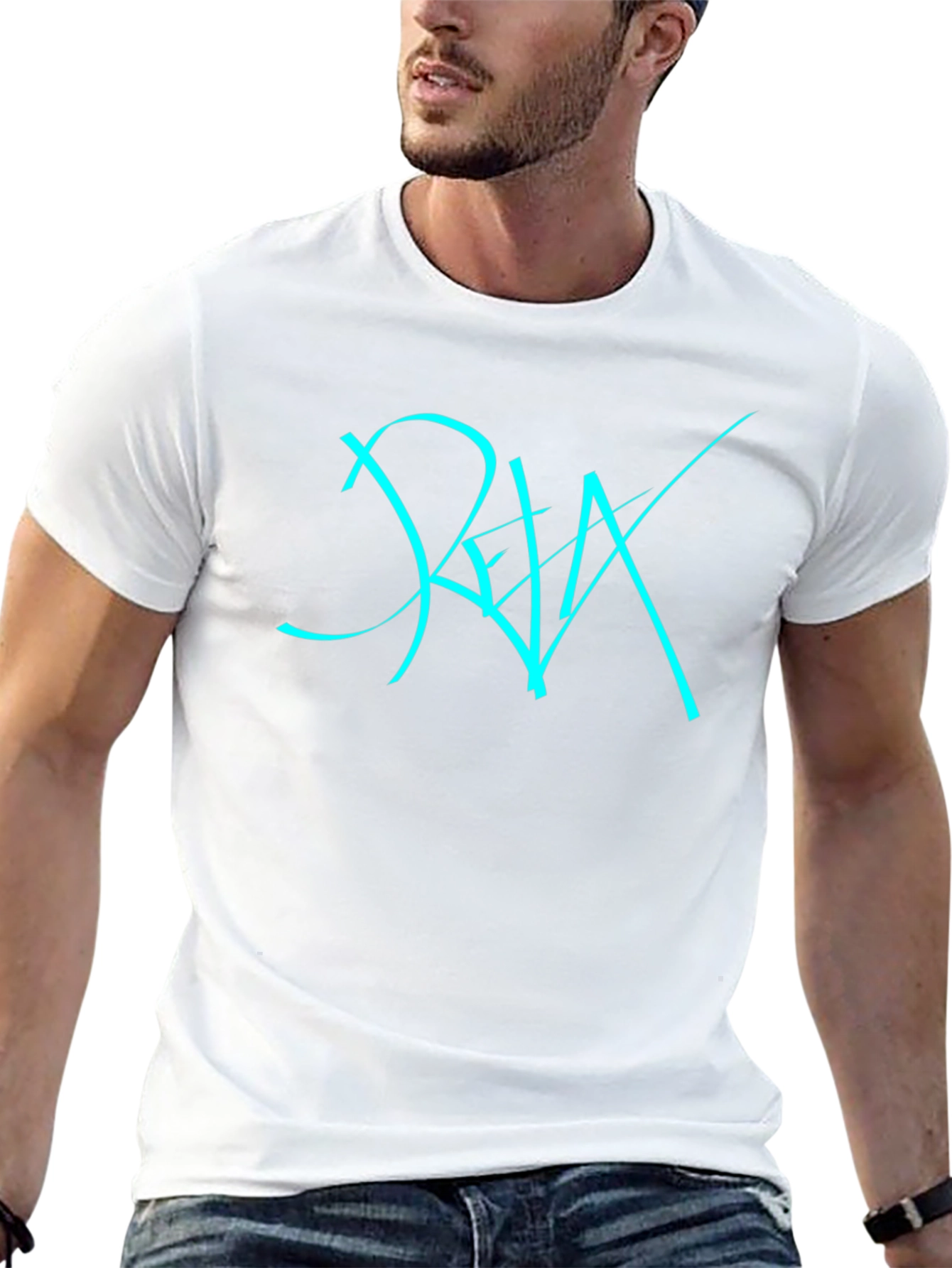 Cool Black T-Shirt with Cyan Graphic Design