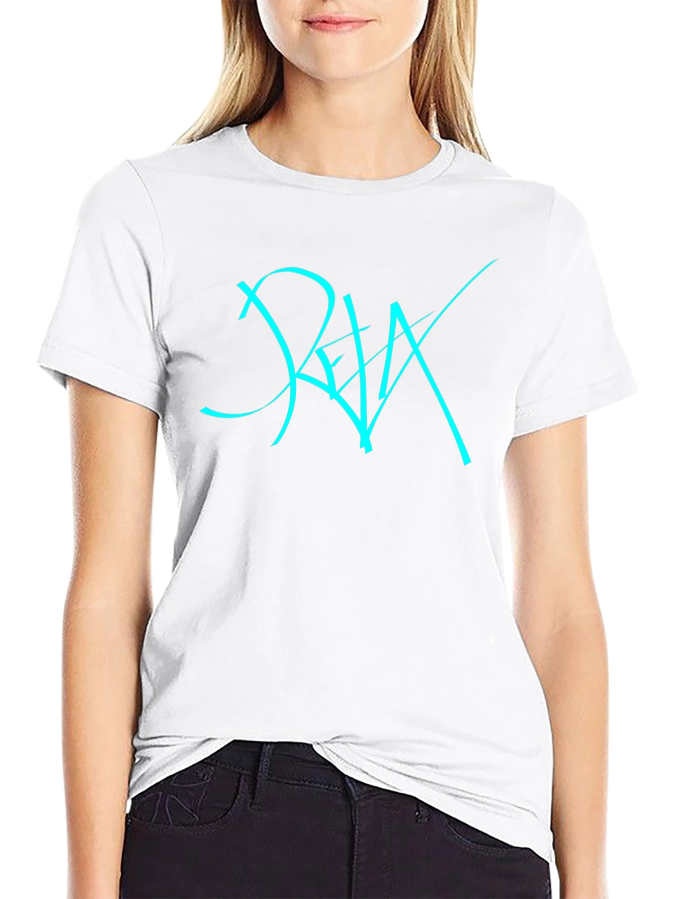 Cool Black T-Shirt with Cyan Graphic Design