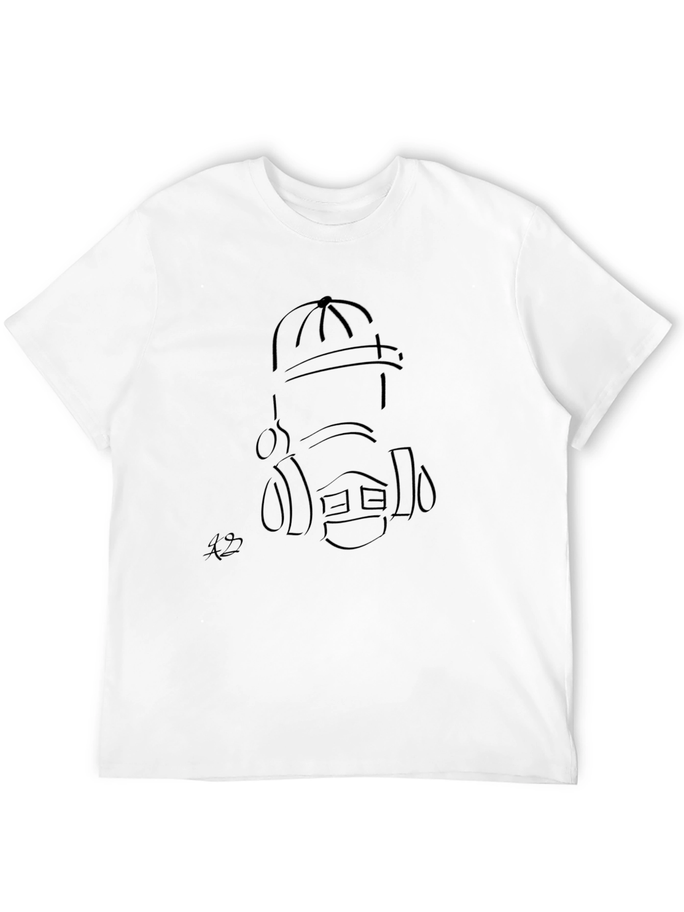 Minimalist Line Art Graphic T-Shirt - Black