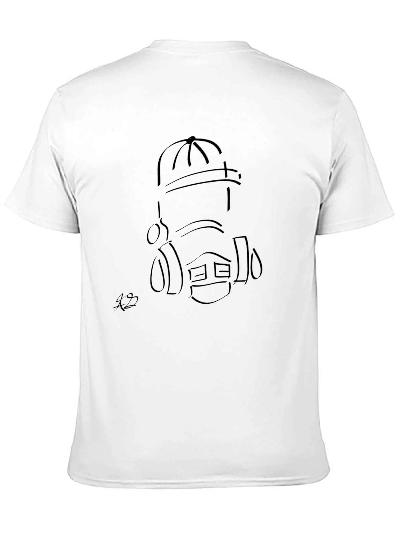 Minimalist Line Art Graphic T-Shirt - Black