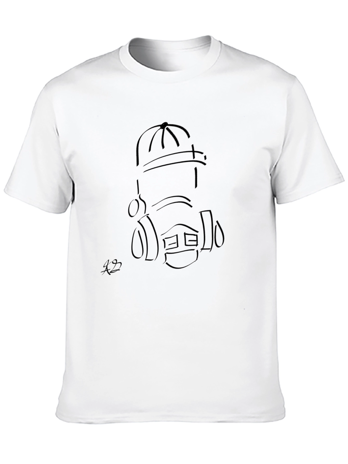 Minimalist Line Art Graphic T-Shirt - Black