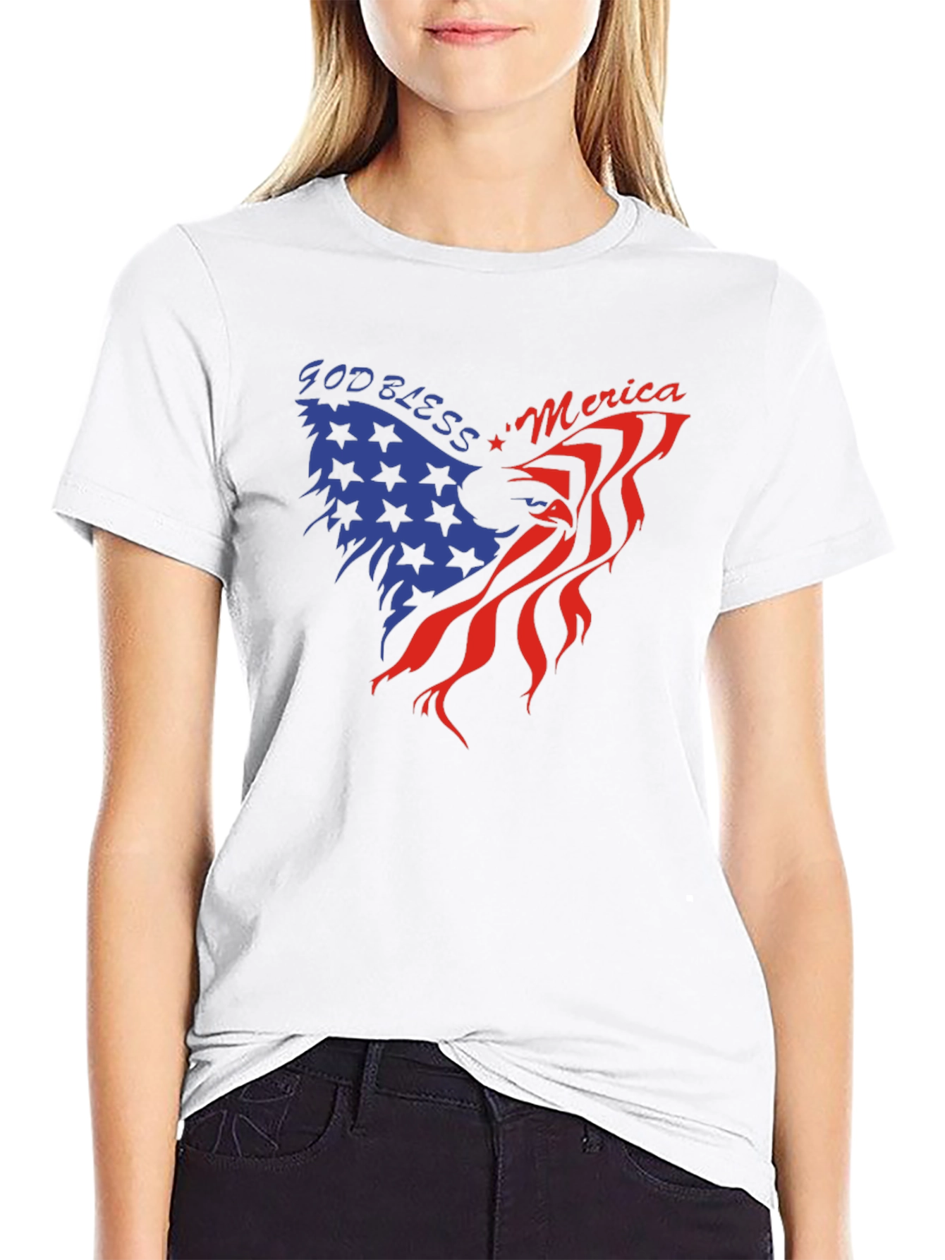 God Bless America Eagle Graphic Tee - Patriotic Style