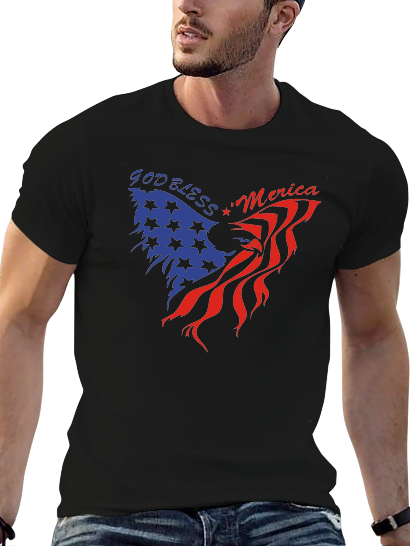 God Bless America Eagle Graphic Tee - Patriotic Style