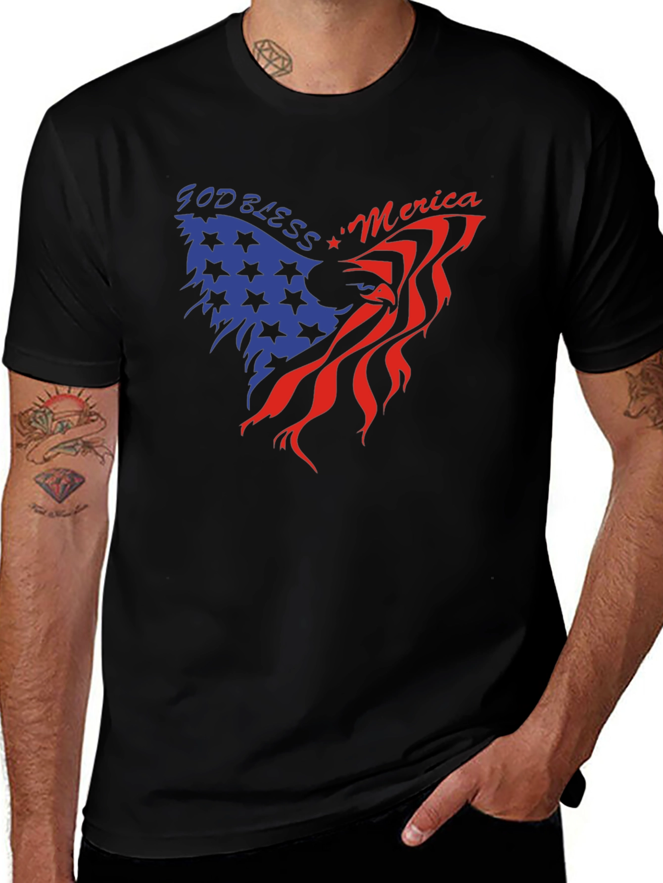 God Bless America Eagle Graphic Tee - Patriotic Style