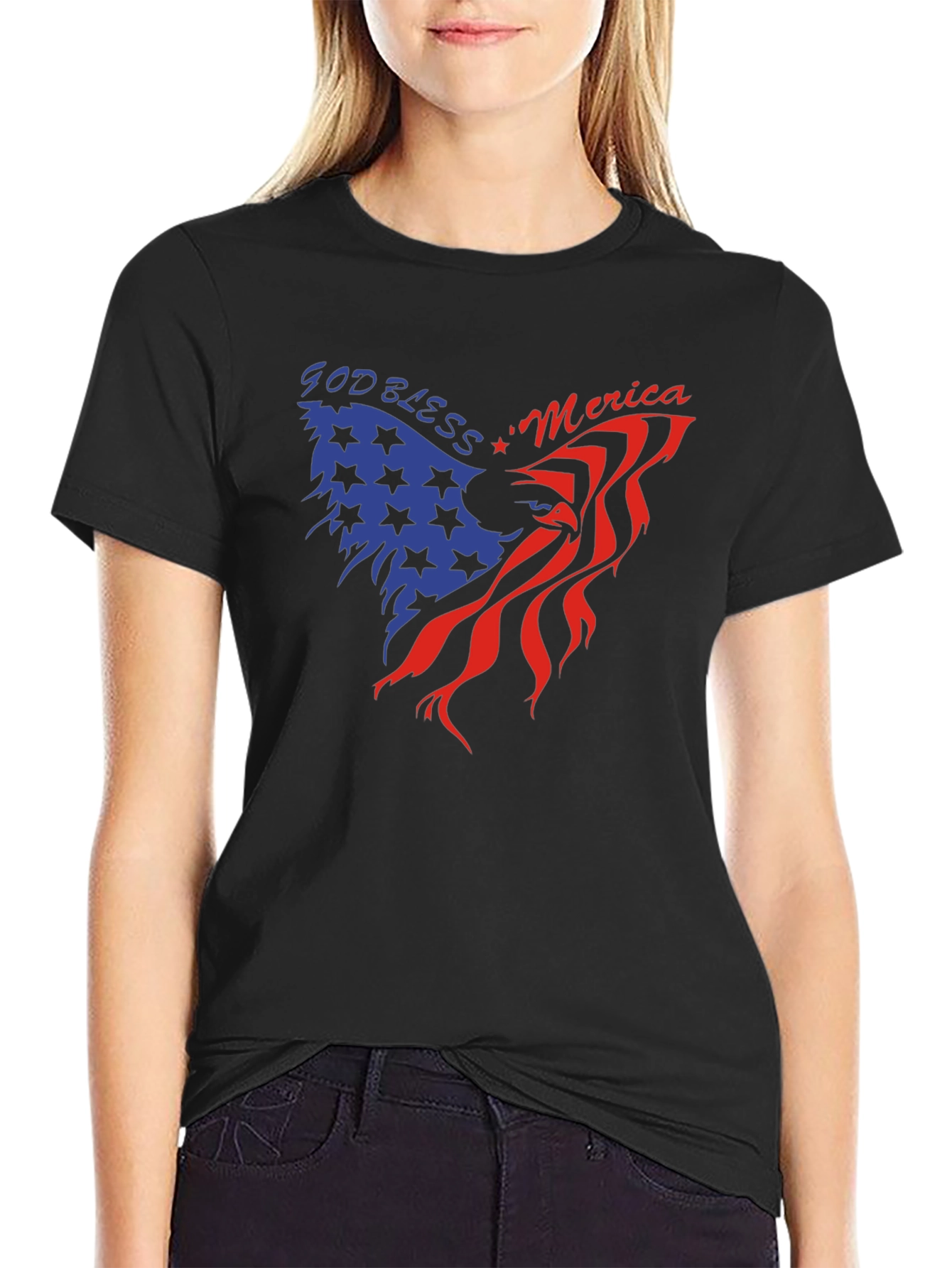 God Bless America Eagle Graphic Tee - Patriotic Style