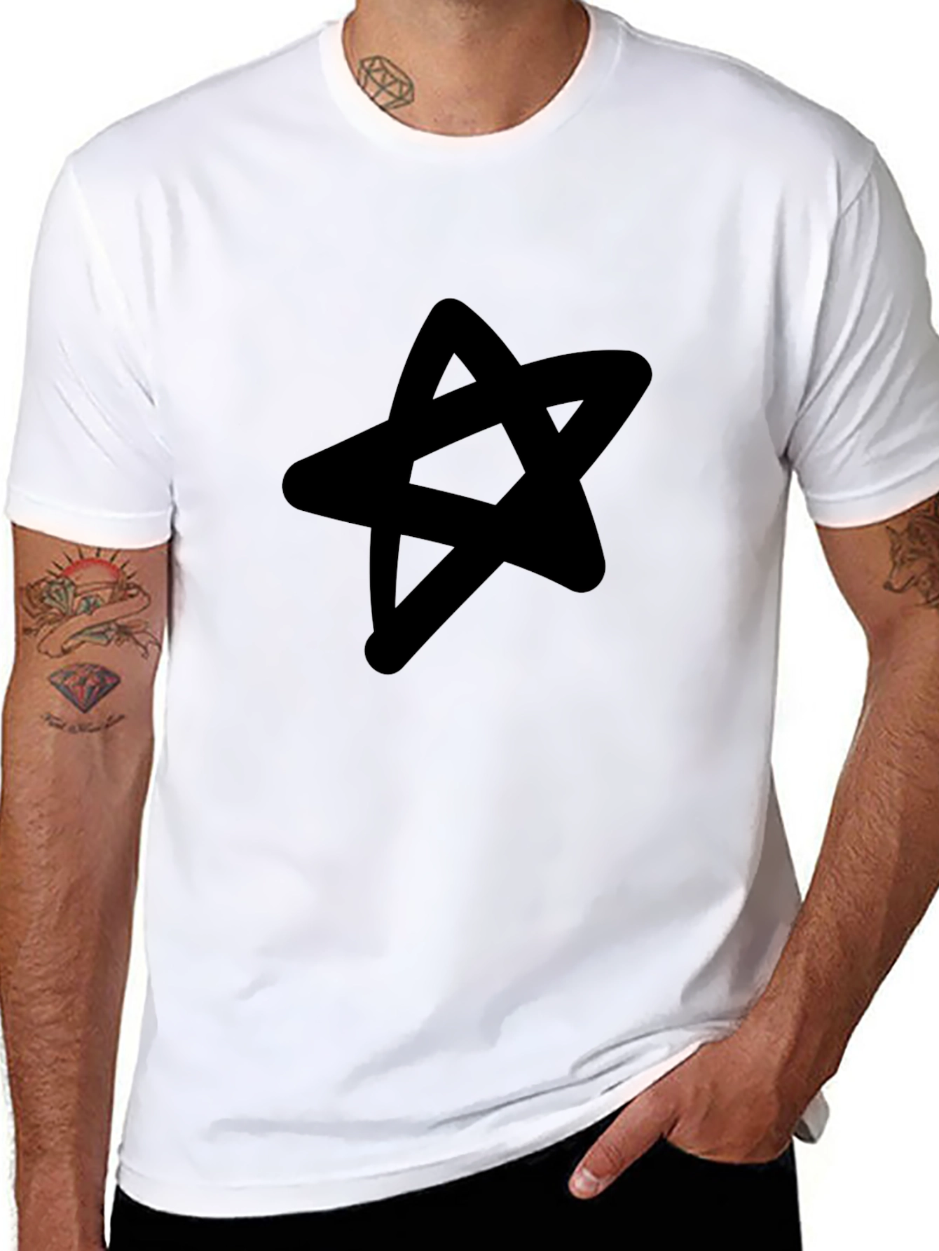 Star Graphic Black T-Shirt - Casual Mens Tee
