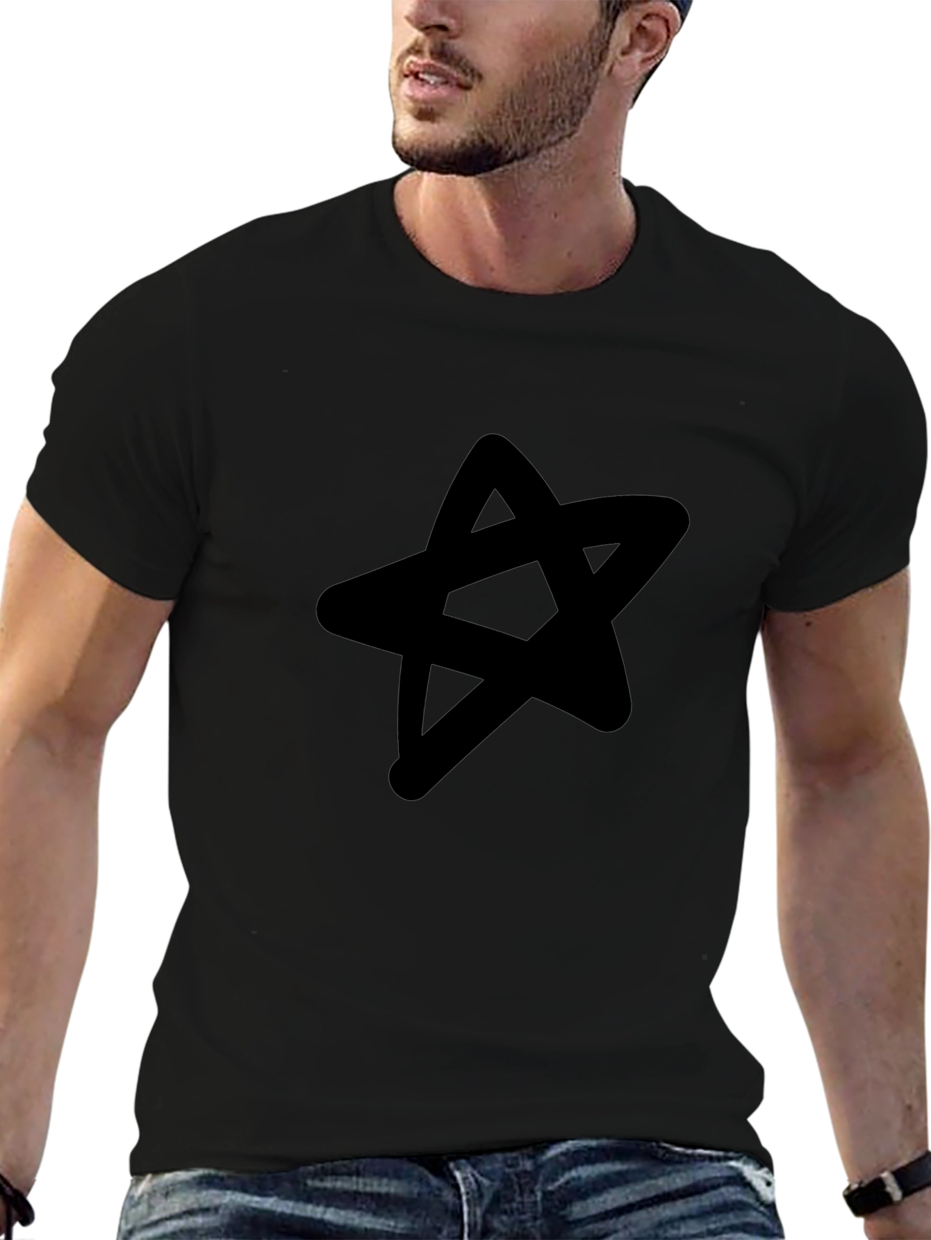 Star Graphic Black T-Shirt - Casual Mens Tee
