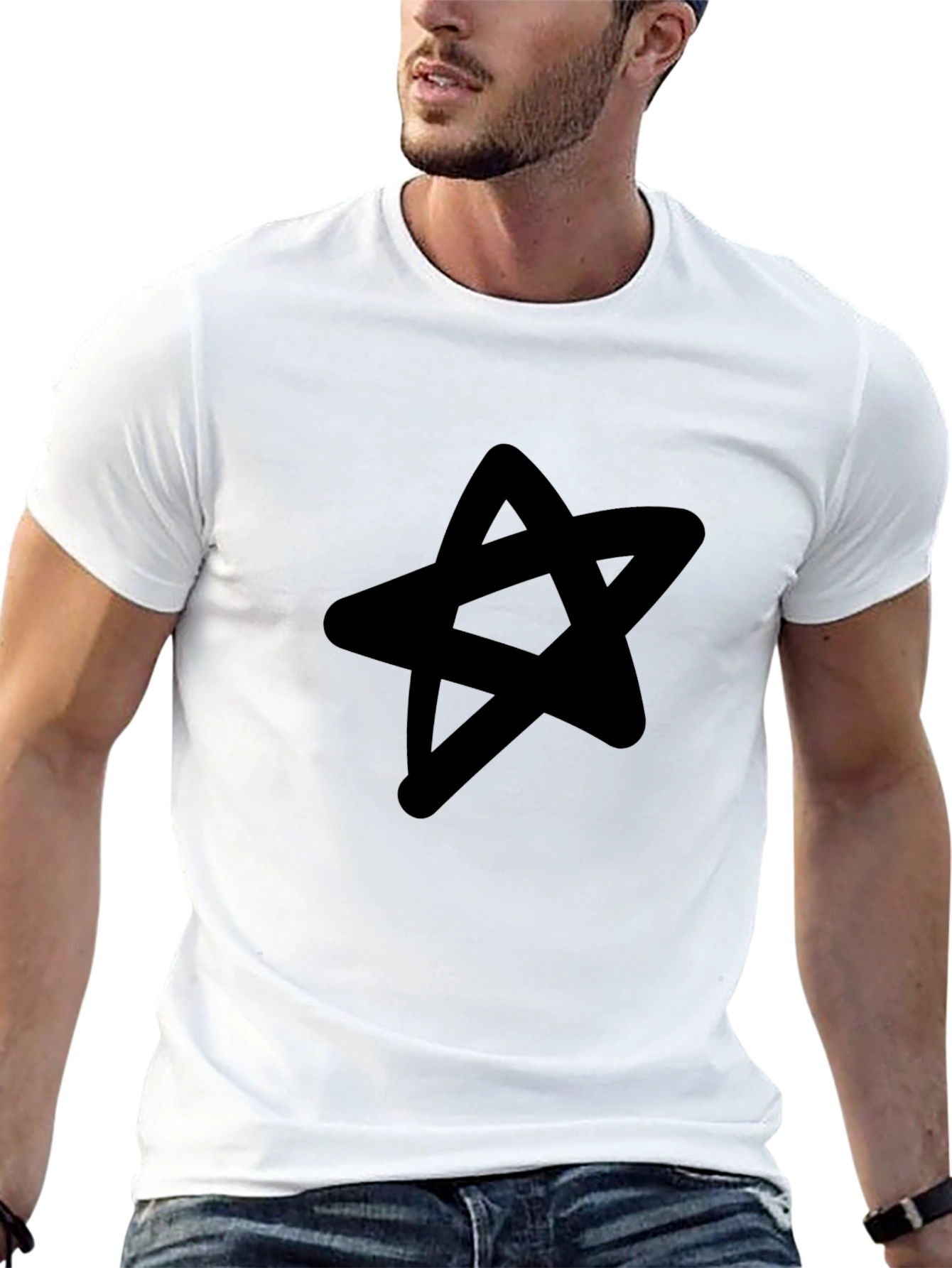 Star Graphic Black T-Shirt - Casual Mens Tee