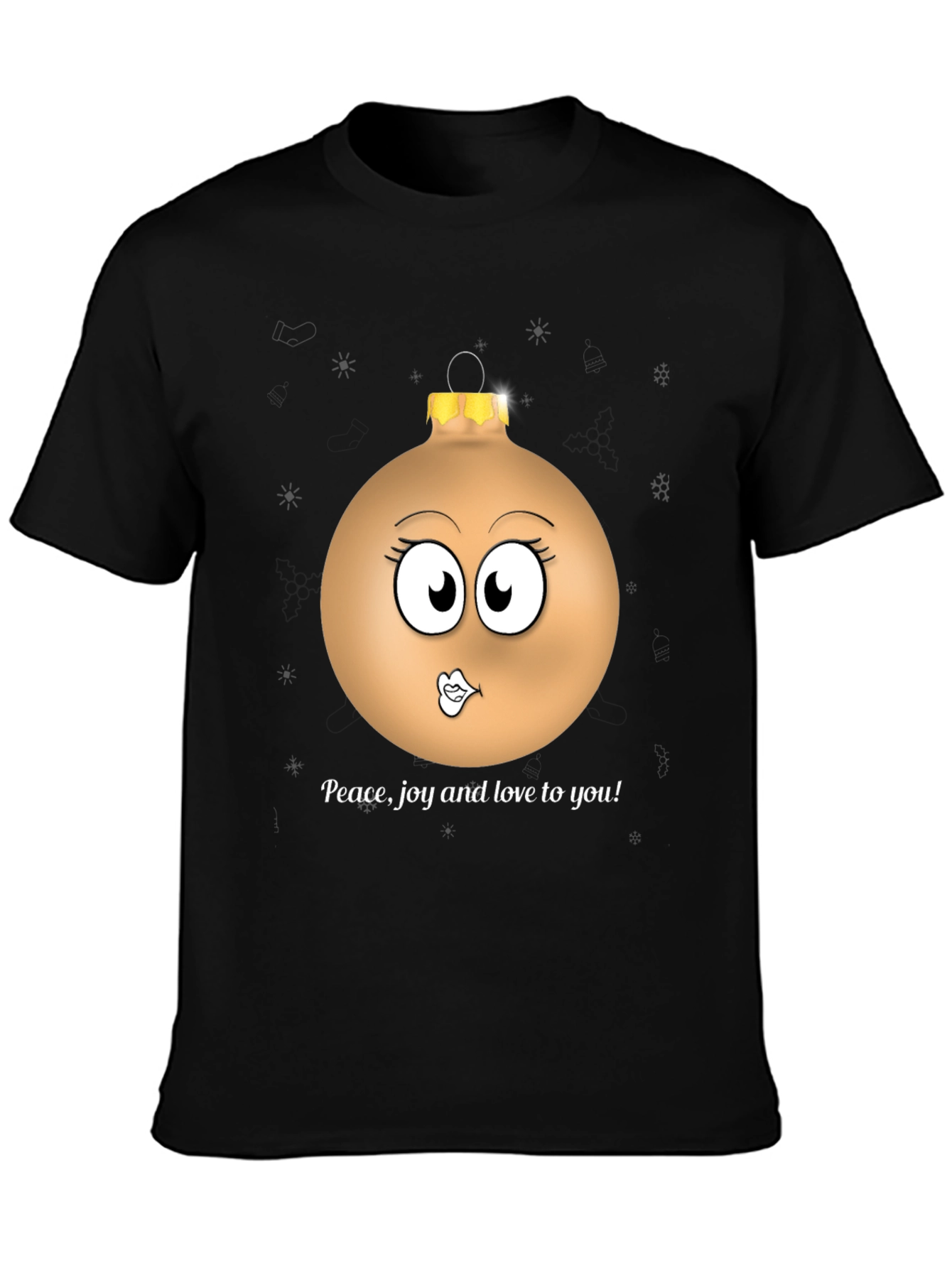 Festive Ornament Graphic Tee - Peace Joy Love