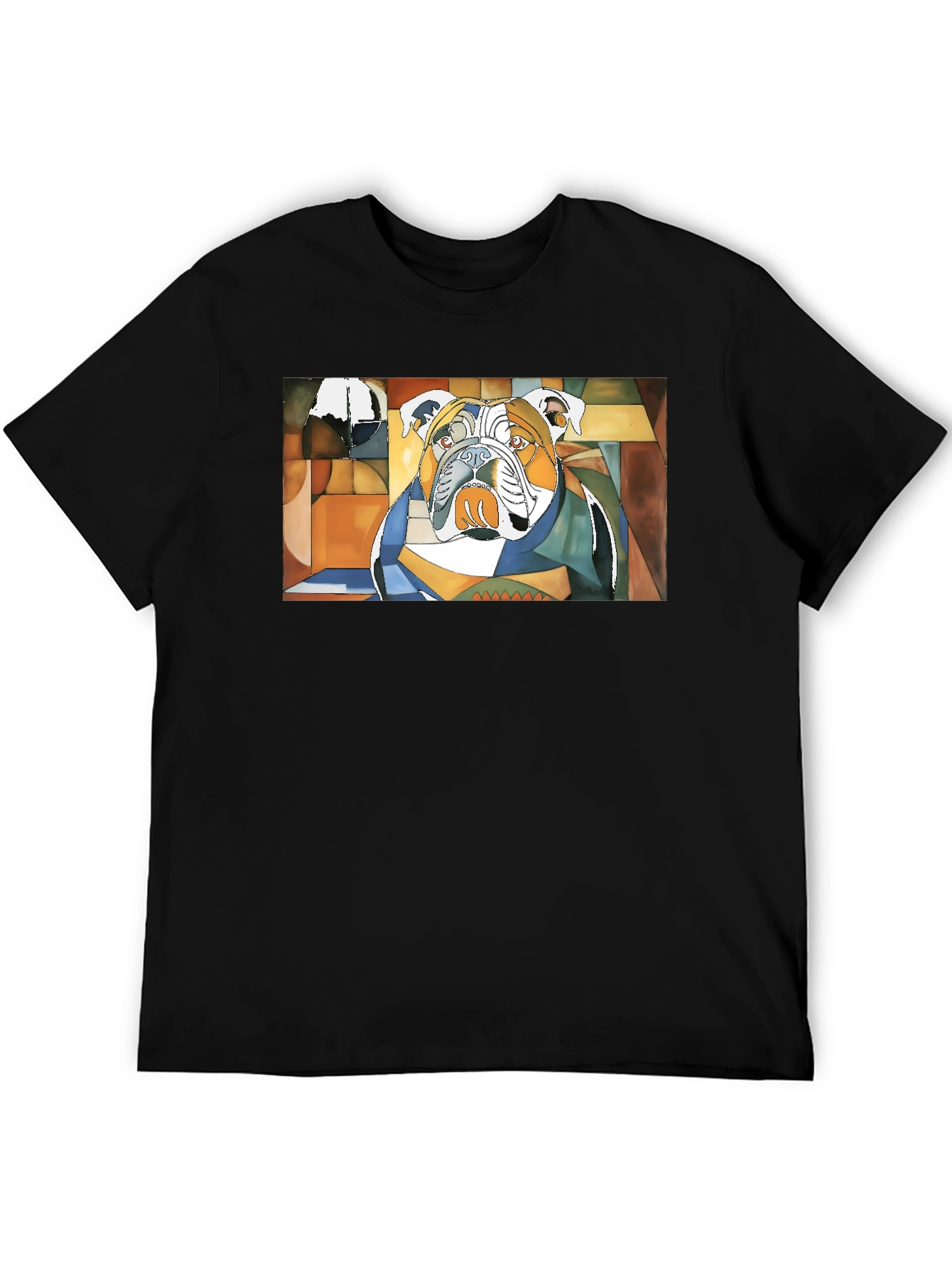 Abstract Bulldog Graphic Black Tee
