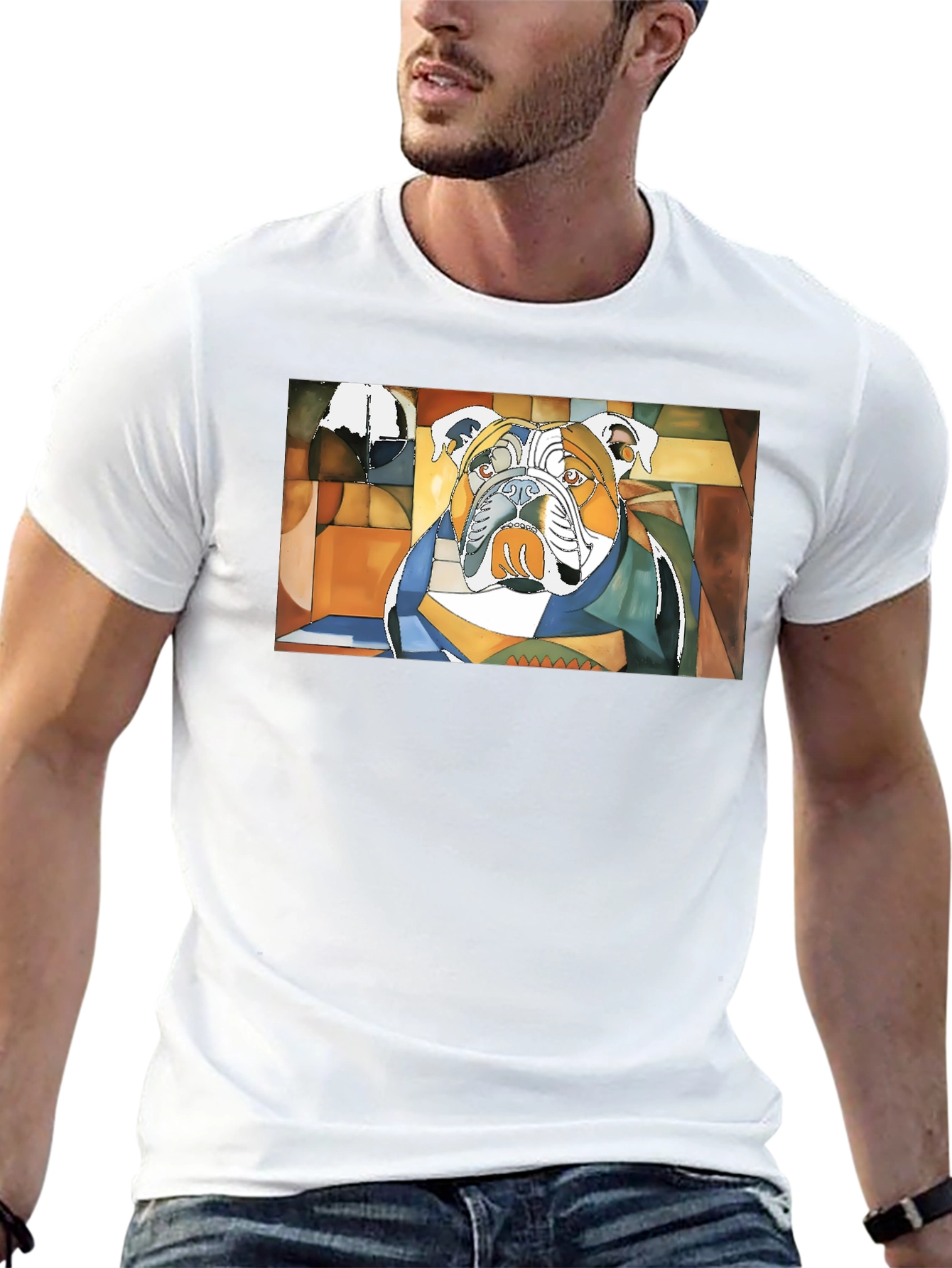Abstract Bulldog Graphic Black Tee