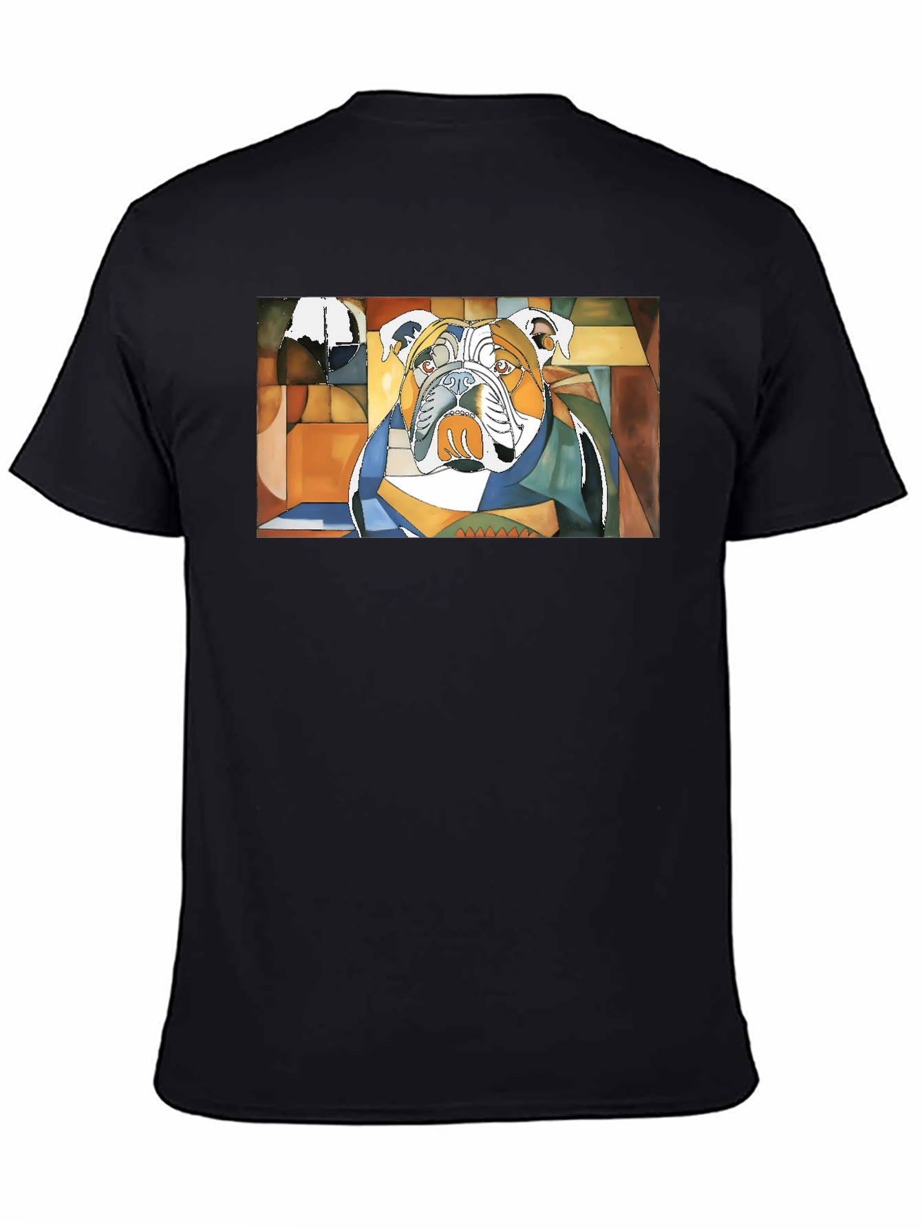 Abstract Bulldog Graphic Black Tee