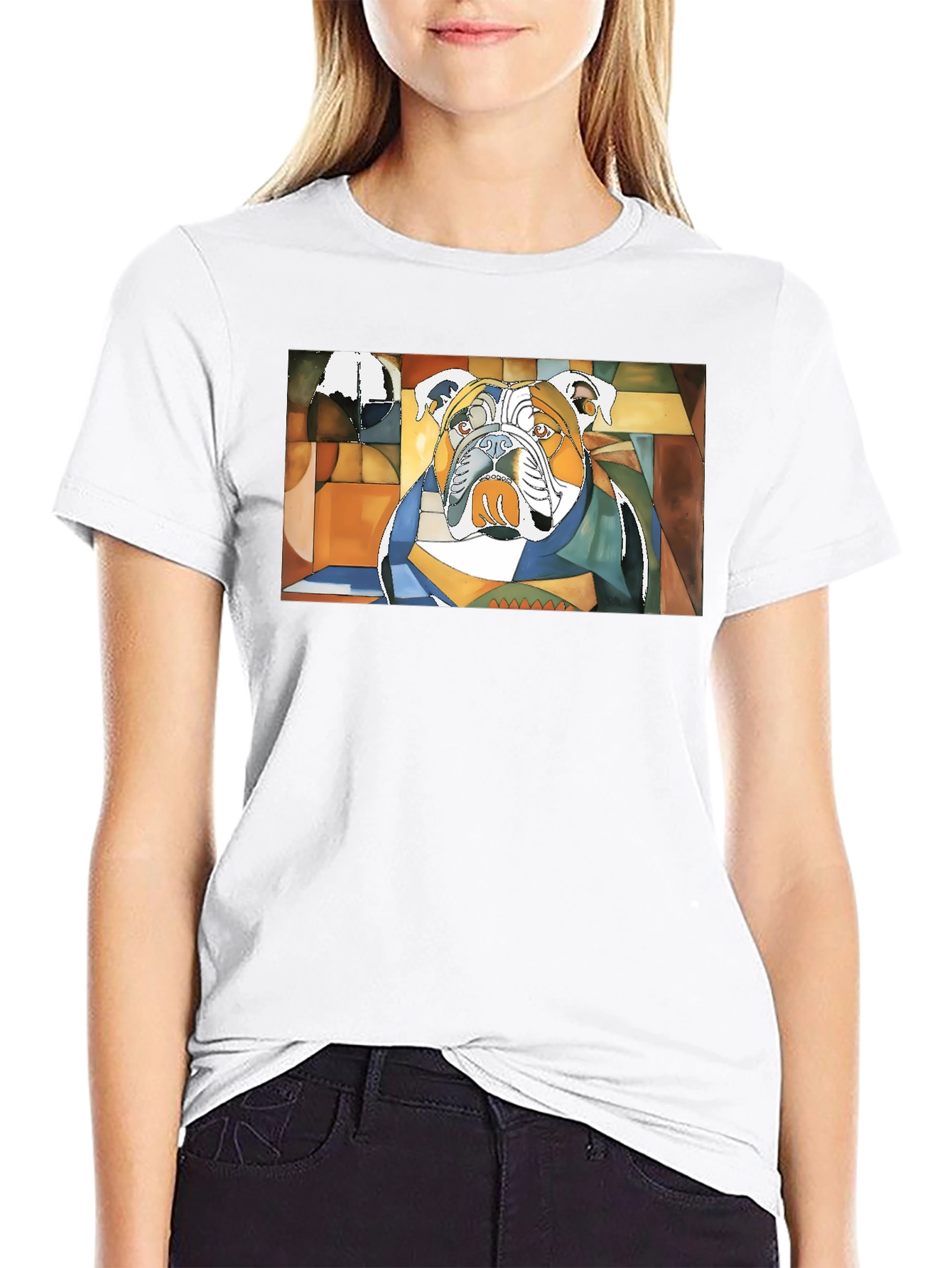 Abstract Bulldog Graphic Black Tee