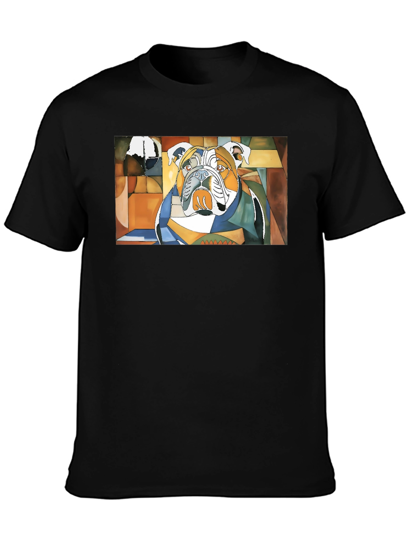 Abstract Bulldog Graphic Black Tee