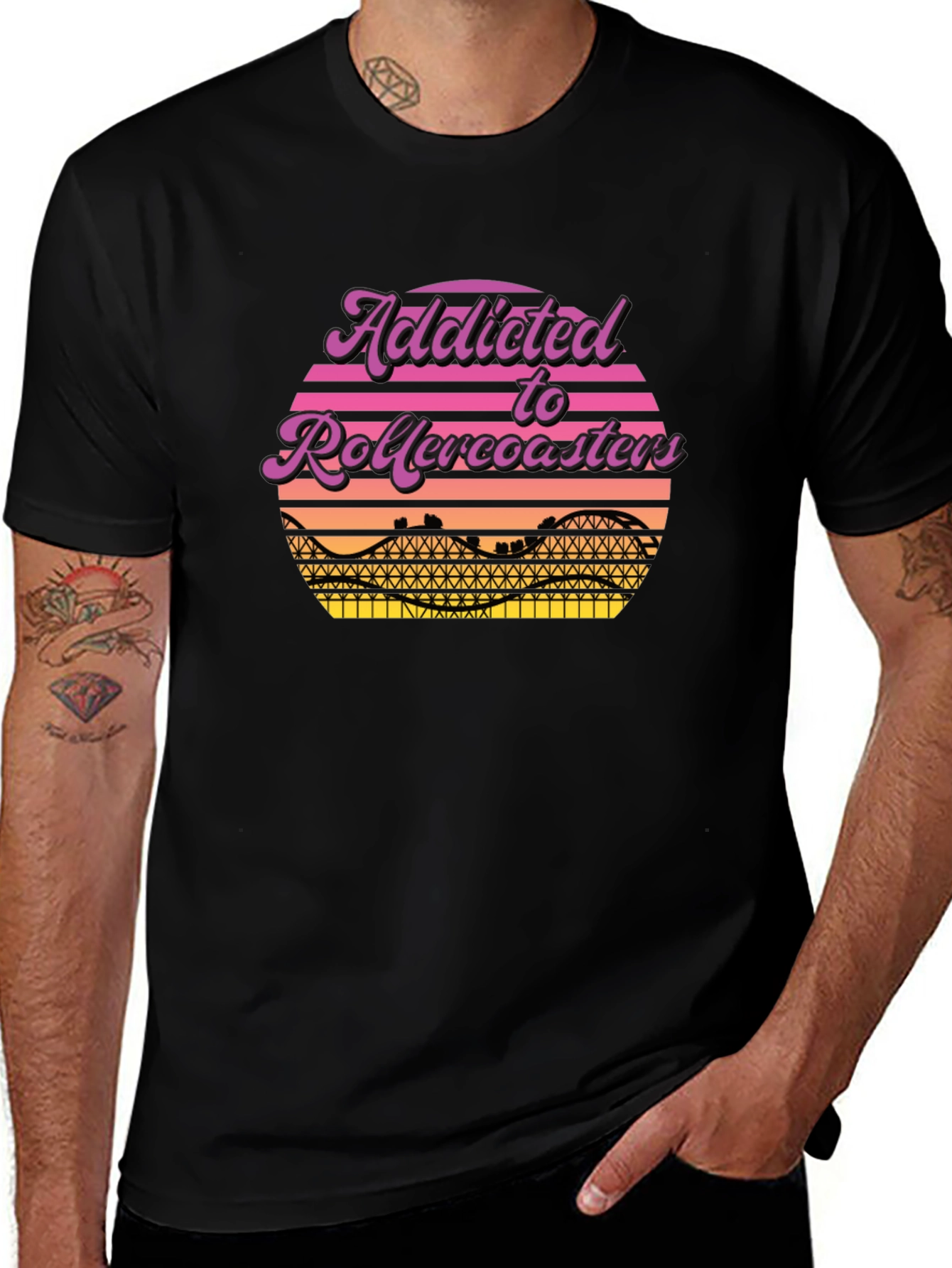 Addicted to Rollercoasters Graphic Tee - Retro Style