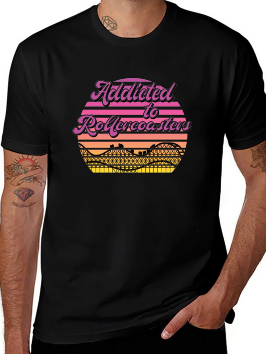 Addicted to Rollercoasters Graphic Tee - Retro Style