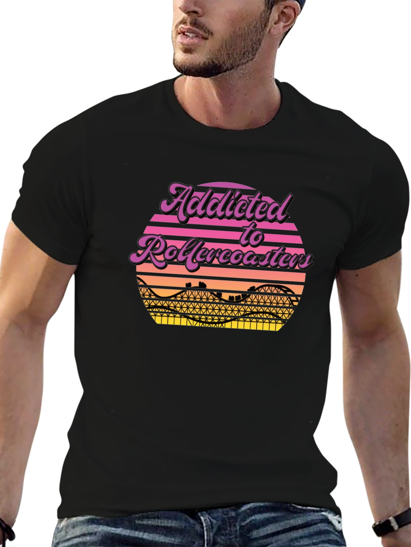 Addicted to Rollercoasters Graphic Tee - Retro Style