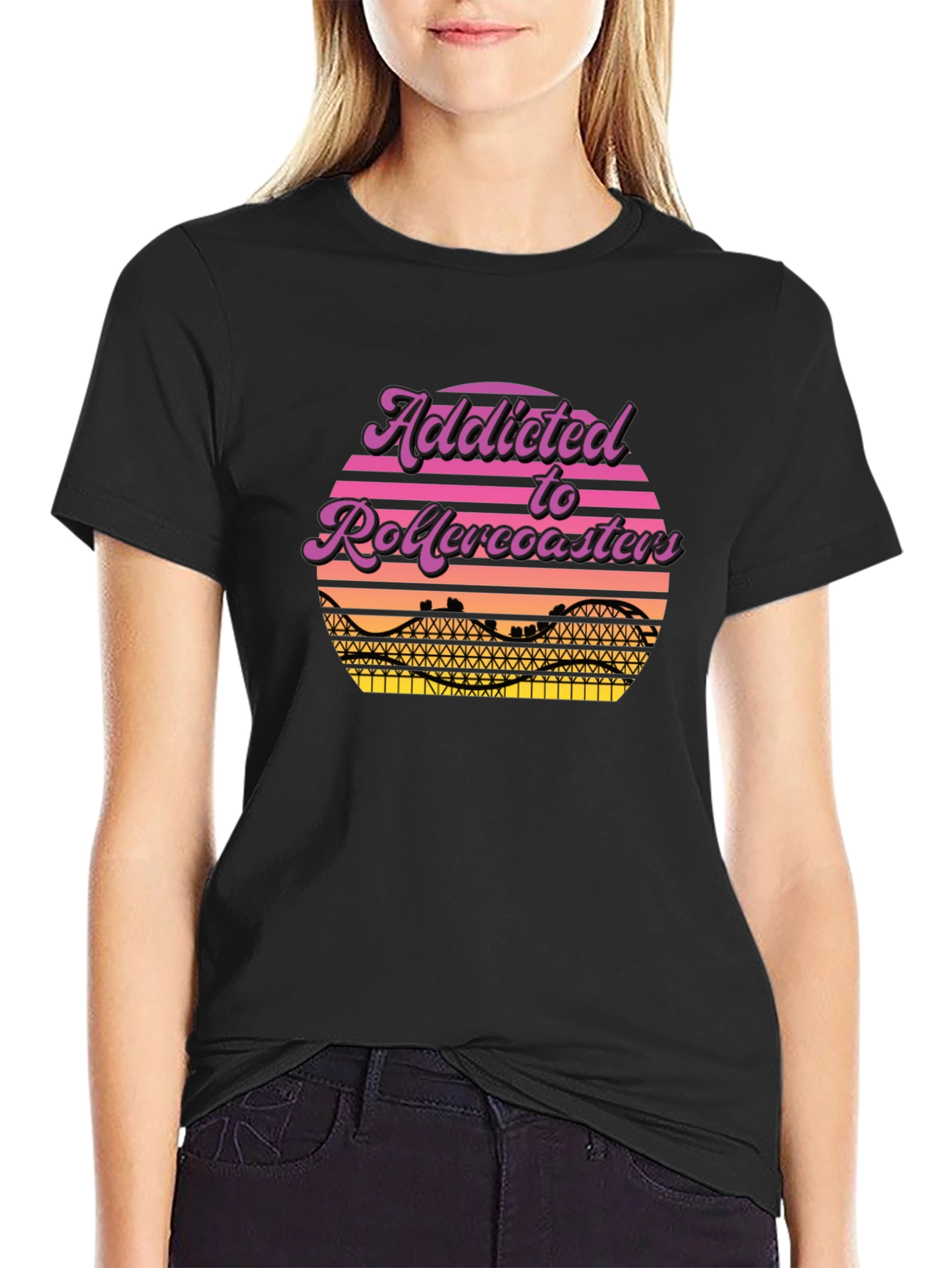 Addicted to Rollercoasters Graphic Tee - Retro Style