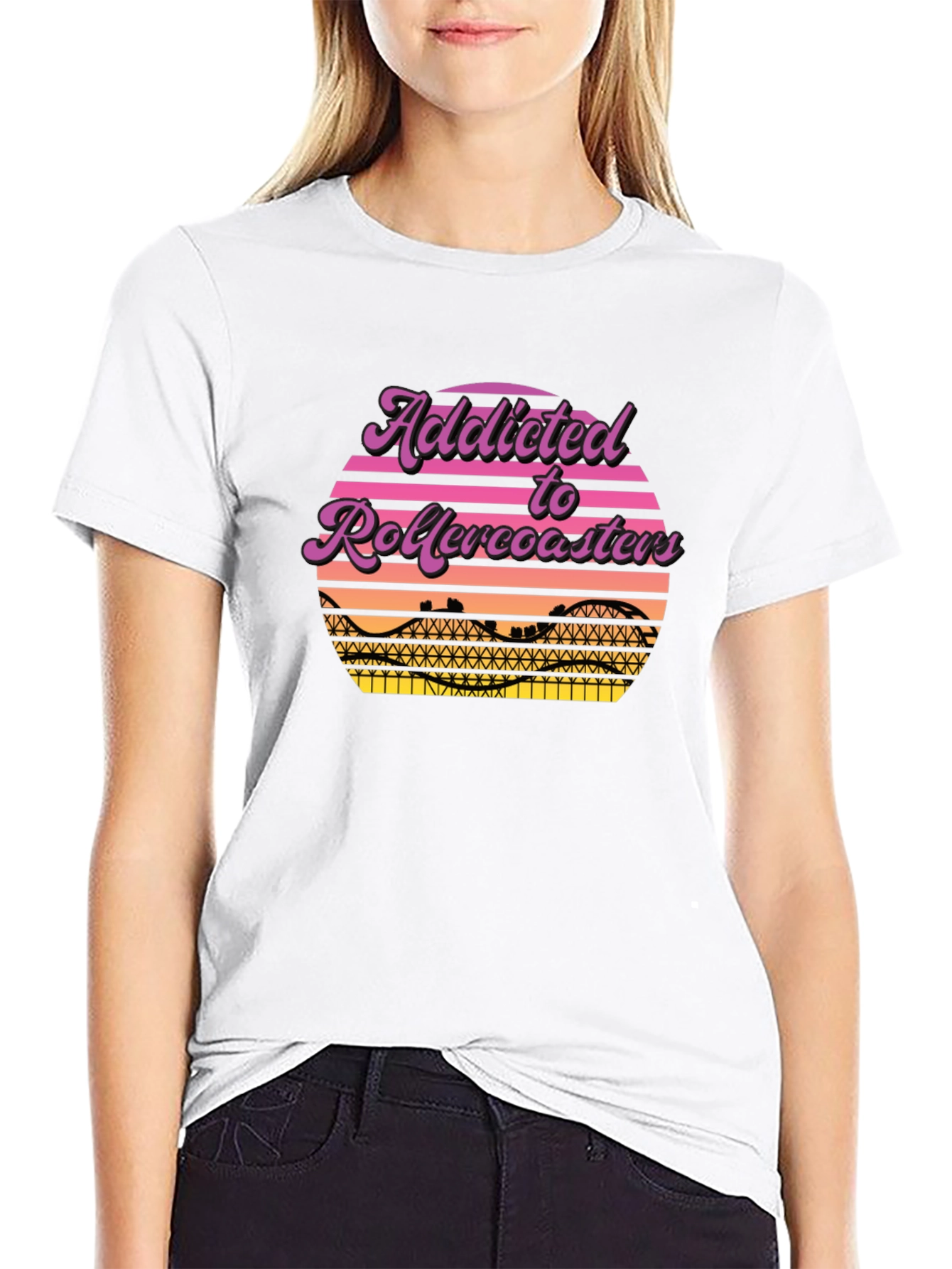 Addicted to Rollercoasters Graphic Tee - Retro Style