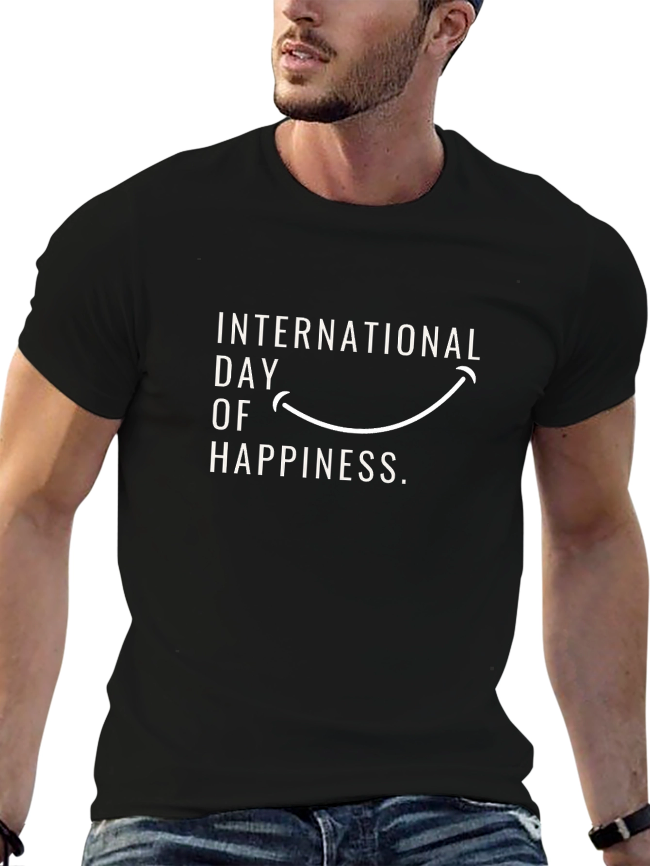 International Day of Happiness Black T-Shirt