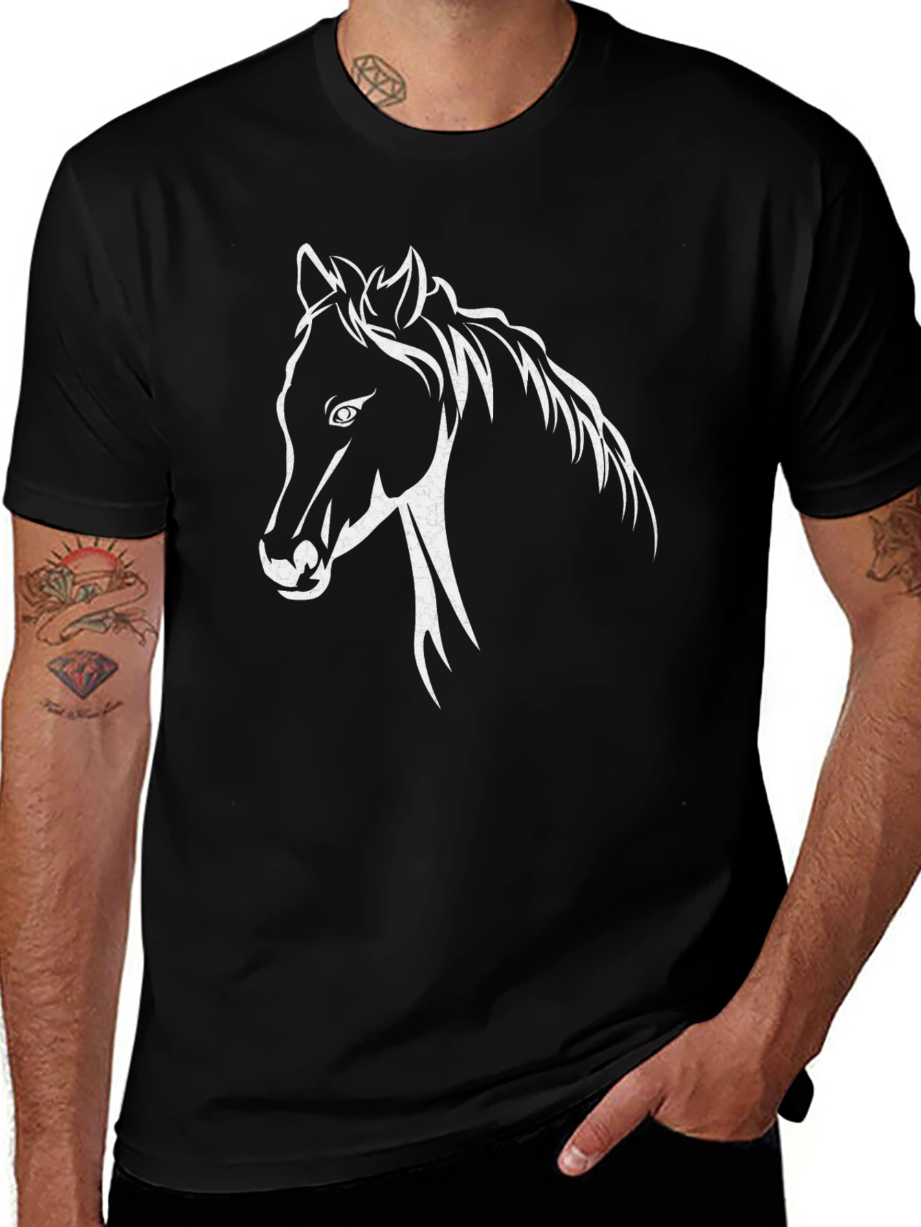Horse Silhouette Black T-Shirt