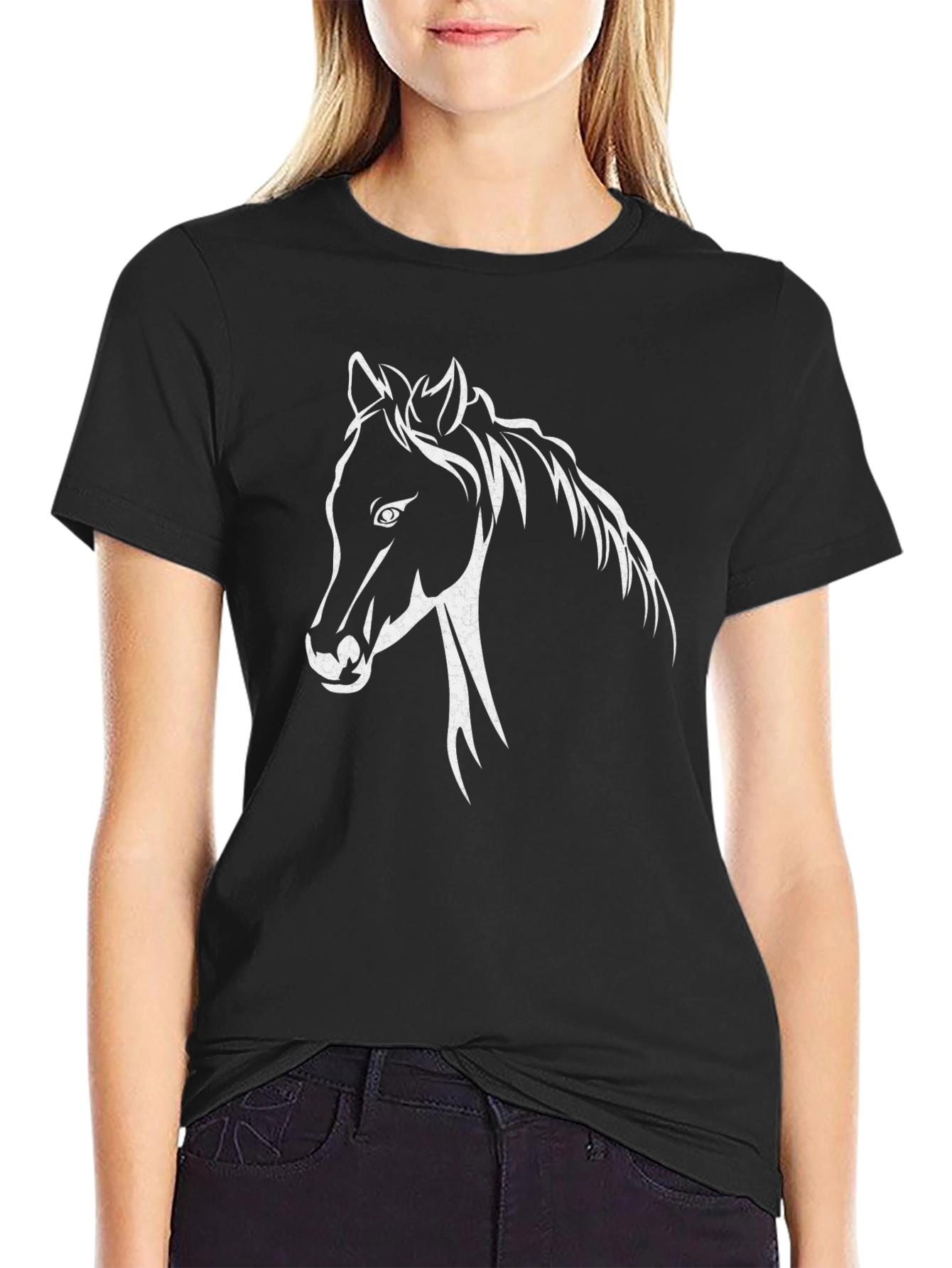 Horse Silhouette Black T-Shirt