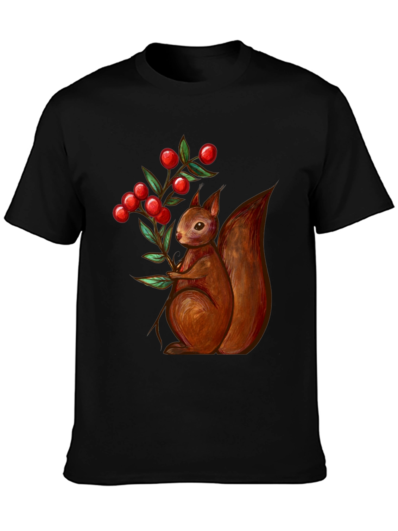 Squirrel & Berries Graphic Tee - Stylish Mens T-Shirt