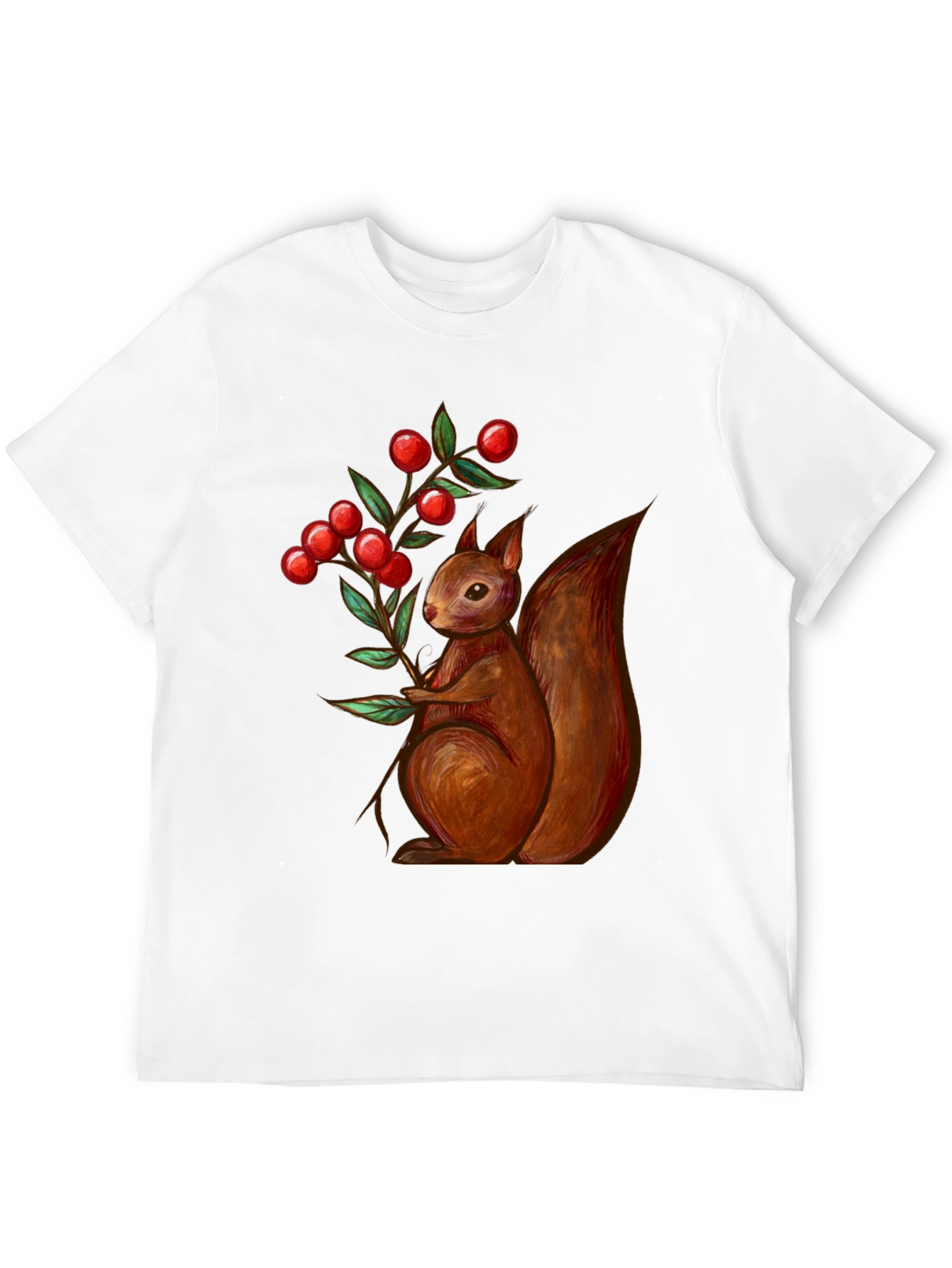 Squirrel & Berries Graphic Tee - Stylish Mens T-Shirt