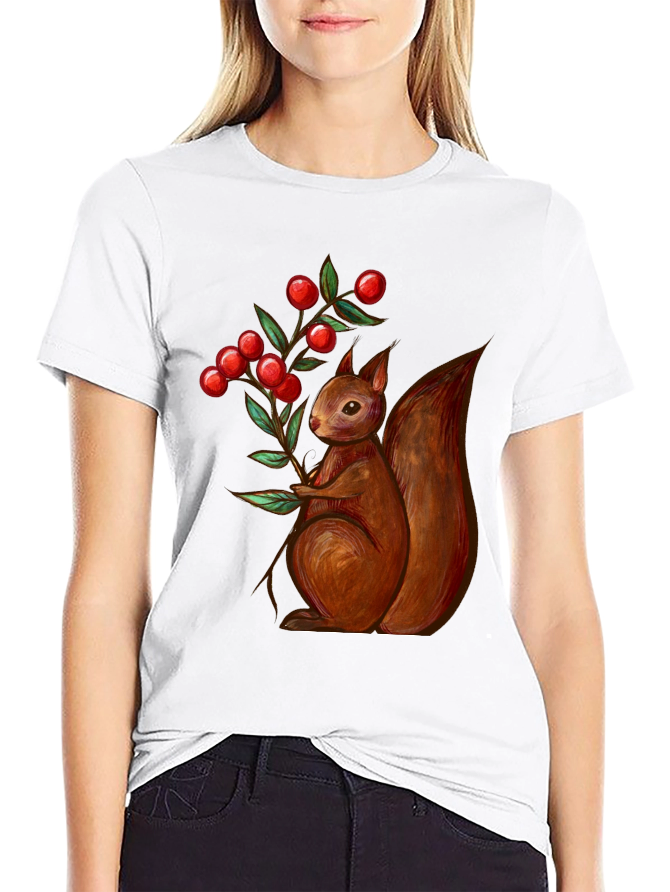Squirrel & Berries Graphic Tee - Stylish Mens T-Shirt