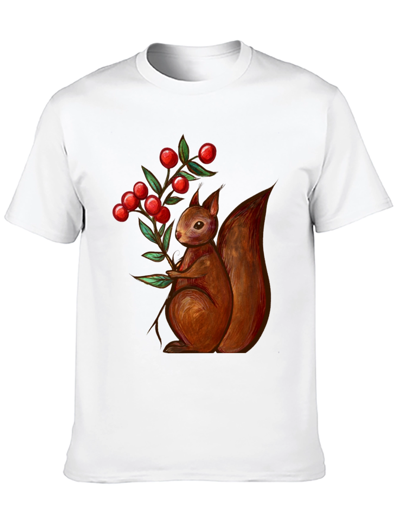 Squirrel & Berries Graphic Tee - Stylish Mens T-Shirt